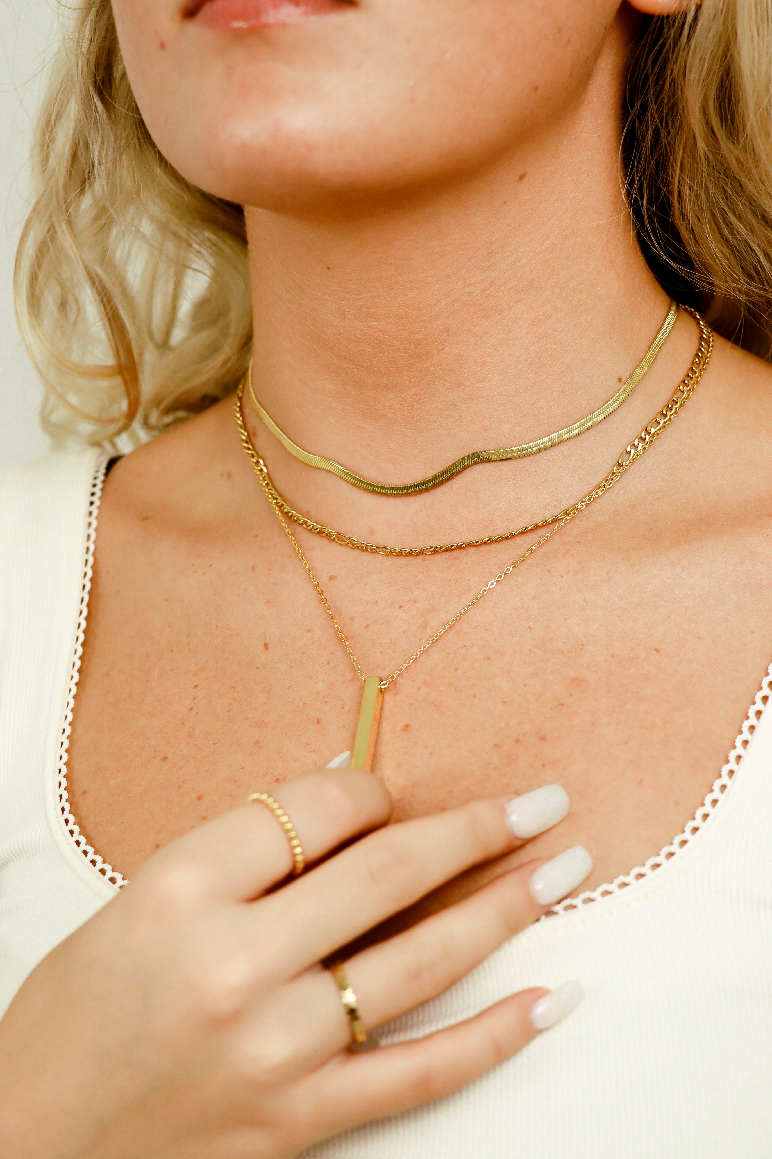 45 pc 18K Gold PVD Vertical Bar Layered Necklace Set / BND0030、mySite、dreamappss