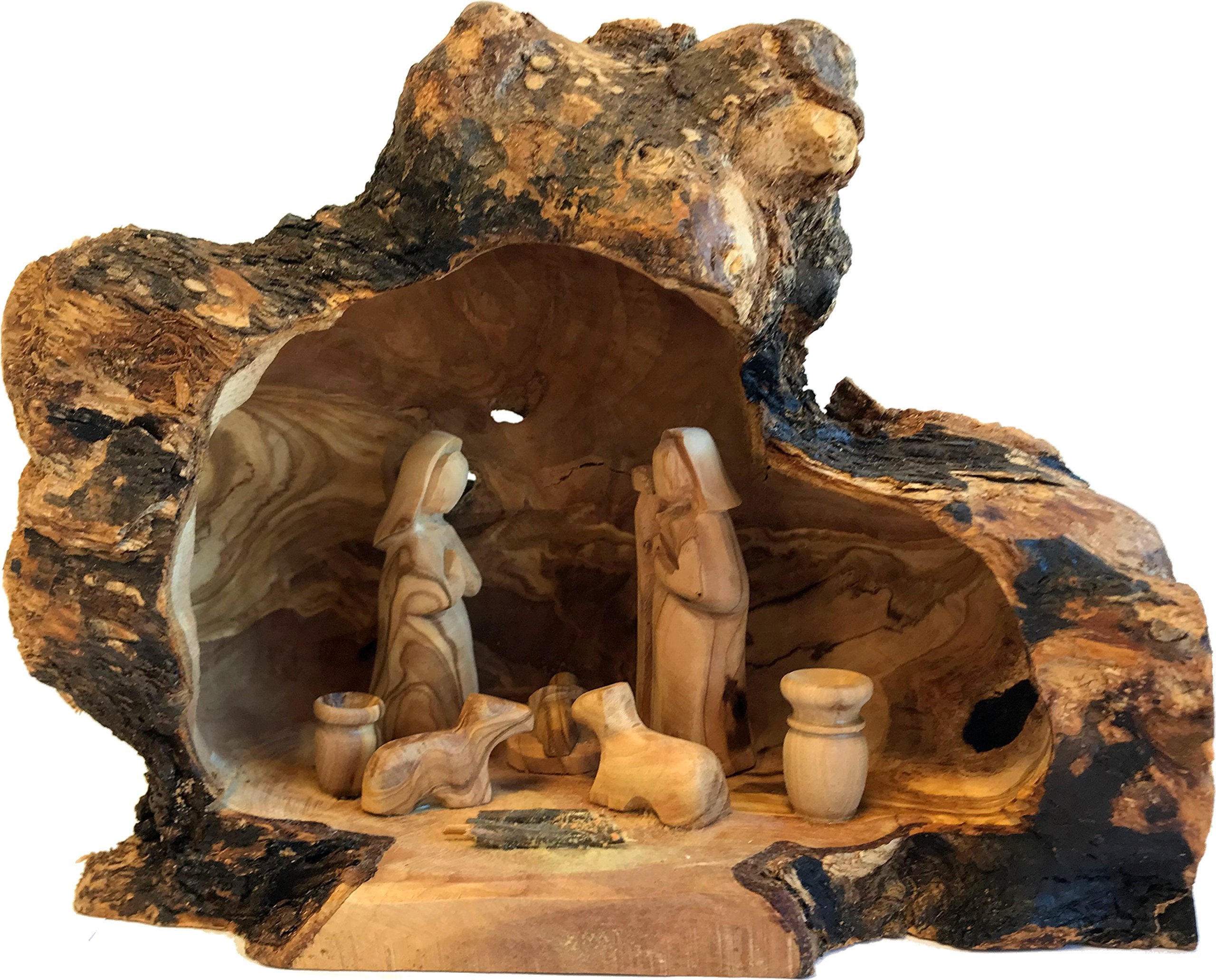 Holy Land Market Unique Olive Wood Nativity Set with Carved in by Hand Rustic Stable - no Two Alike、mySite、topwebapps