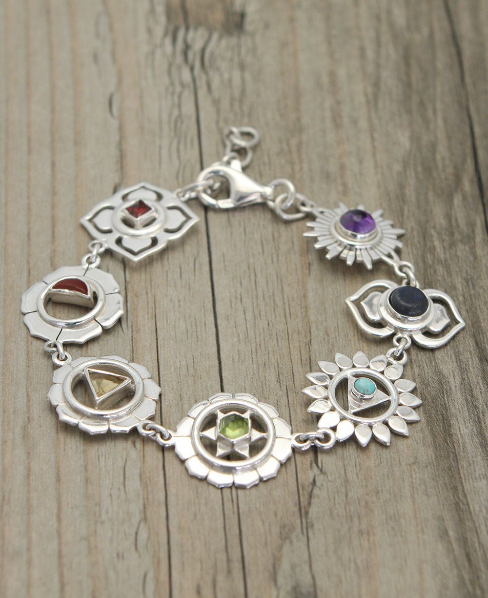 Seven Chakras Charm Bracelet - Sterling Silver、mySite、topwebapps