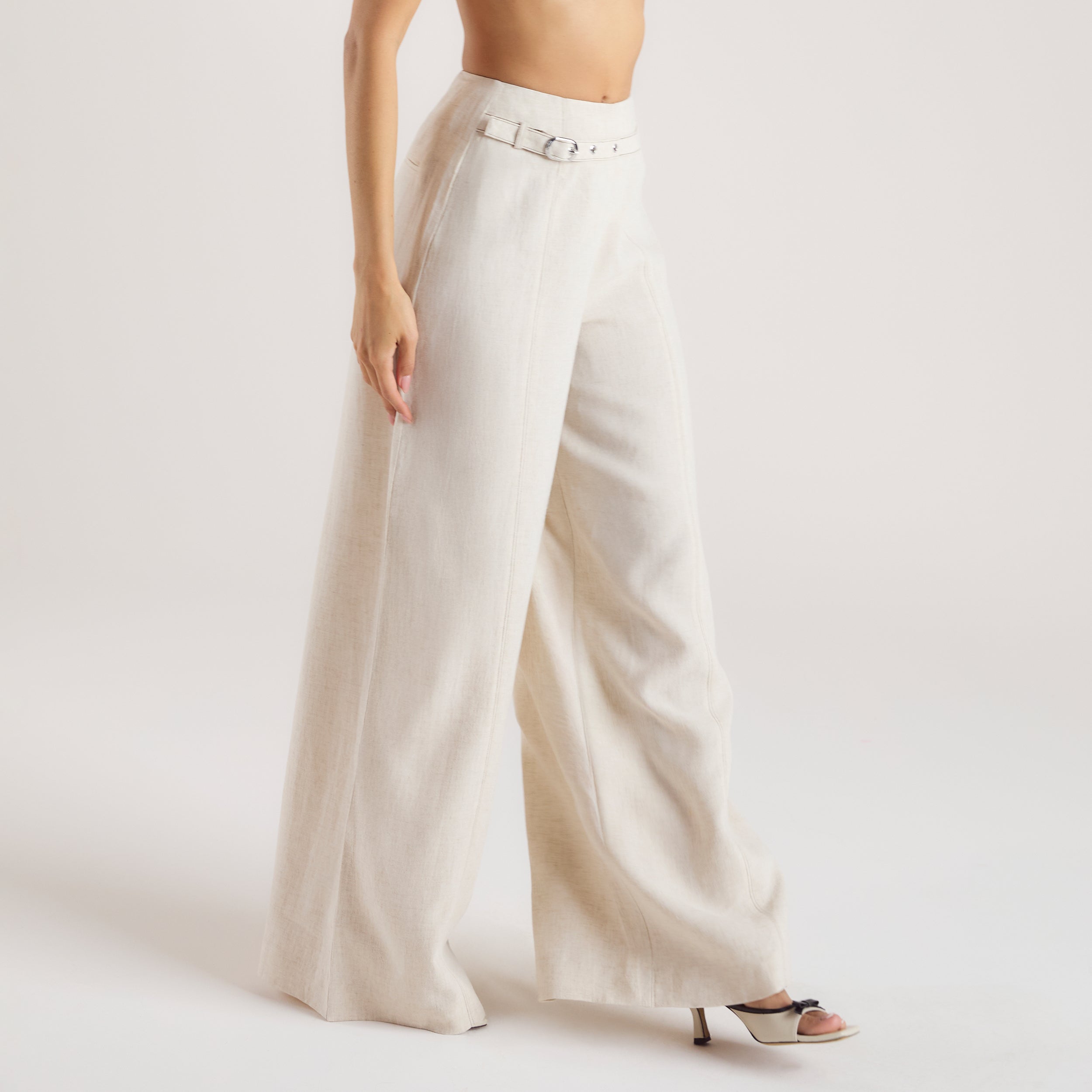 Tailored Linen Trousers - Cream、mySite、bengalsvssteelers