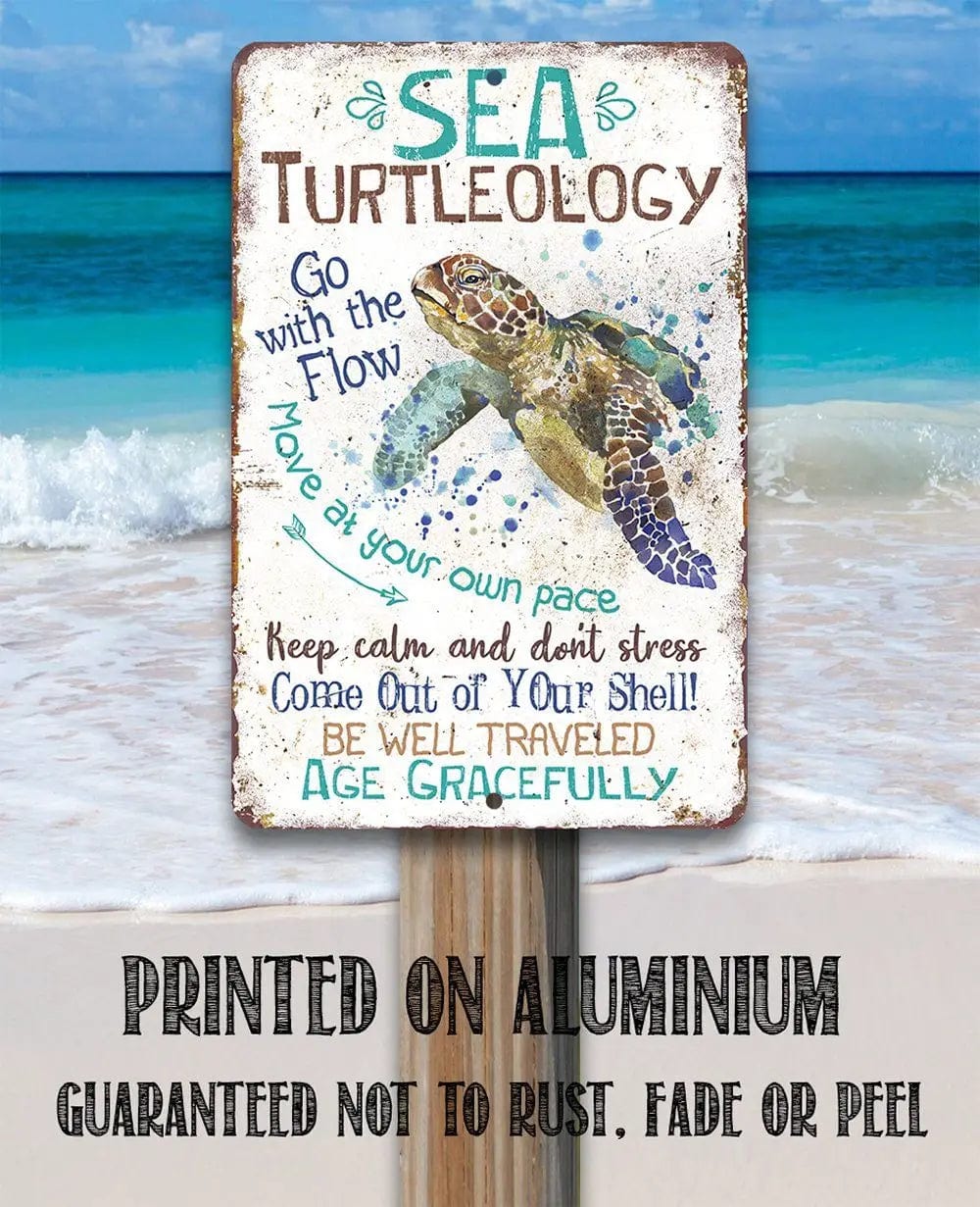 Sea Turtleology - Made in the USA Metal Sign、mySite、g9winljtr