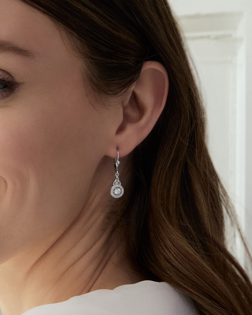  Cluster Cz Trinity Knot Drop Earrings