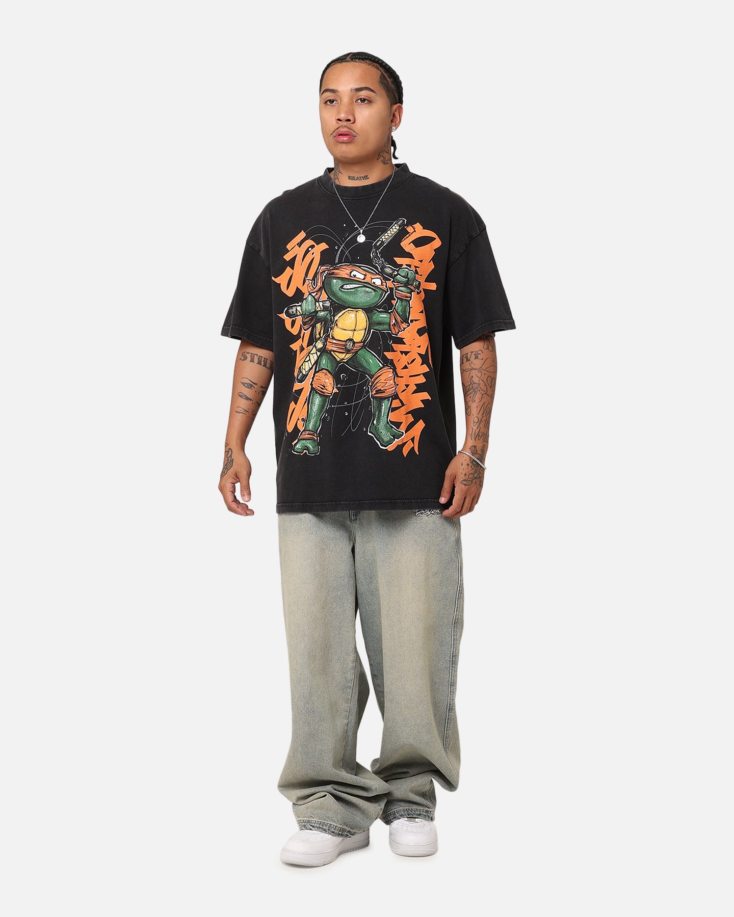 Goat Crew X Teenage Mutant Ninja Turtles Michelangelo X Sofles Vintage T-Shirt Black Acidwash、mySite、zt4zffjzw