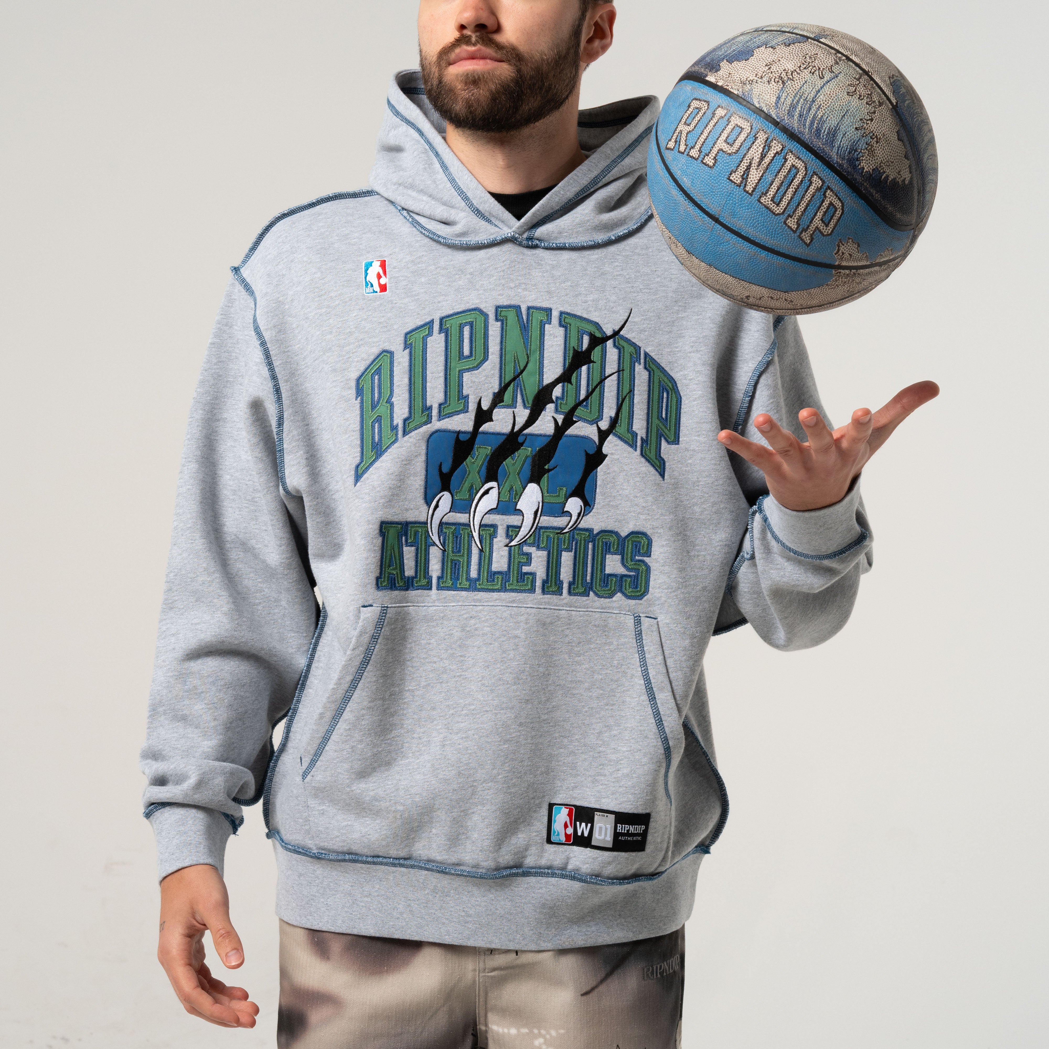  Ripndip Athletics Stitch Hoodie (Ash Heather)、mySite、merchandisen