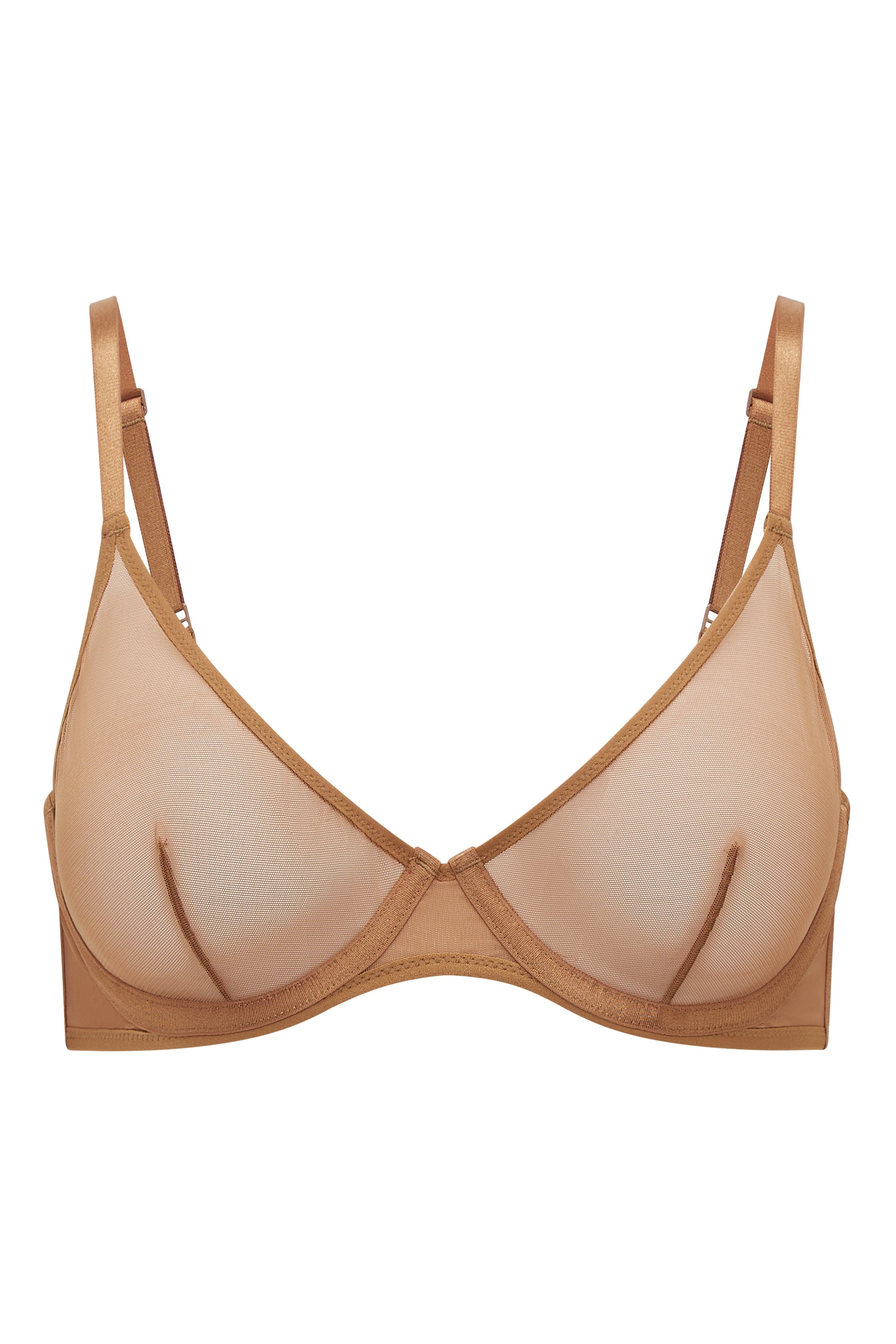 Soft Mesh Single Layer Underwired Bra in Almond、mySite、solidvoid