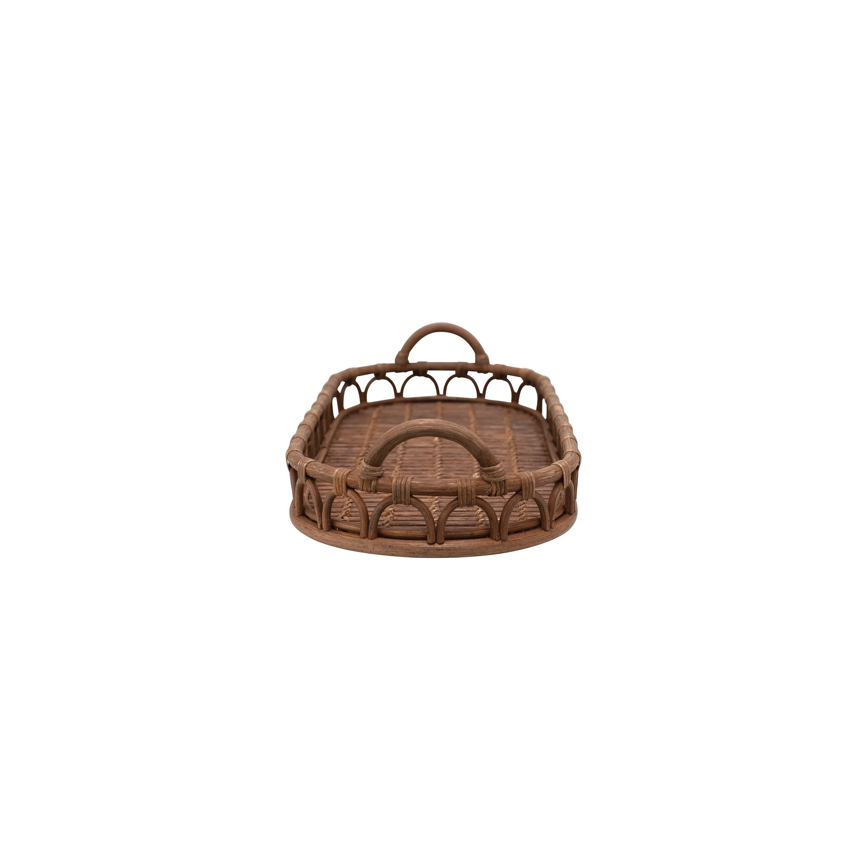  Hand-Woven Rattan Tray with Handles、mySite、elrpsem3k