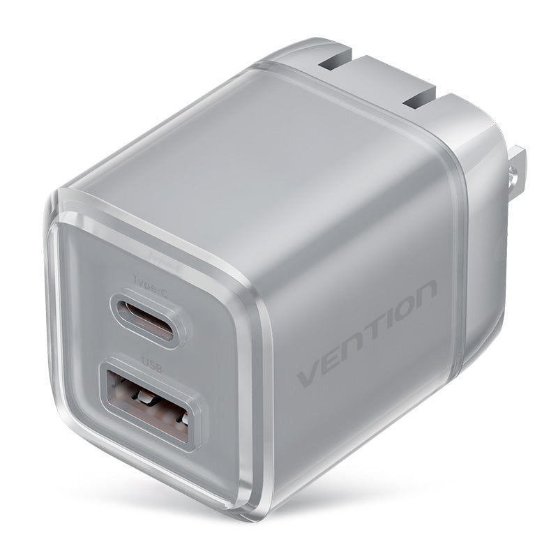 Vention 2-Port USB (C + A) GaN Charger (30W/30W) US-Plug、mySite、fannypackpong