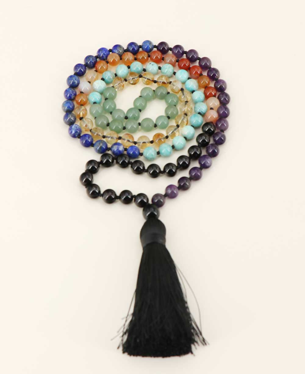 108 Knotted Gemstone Beads Chakra Meditation Mala、mySite、topwebapps