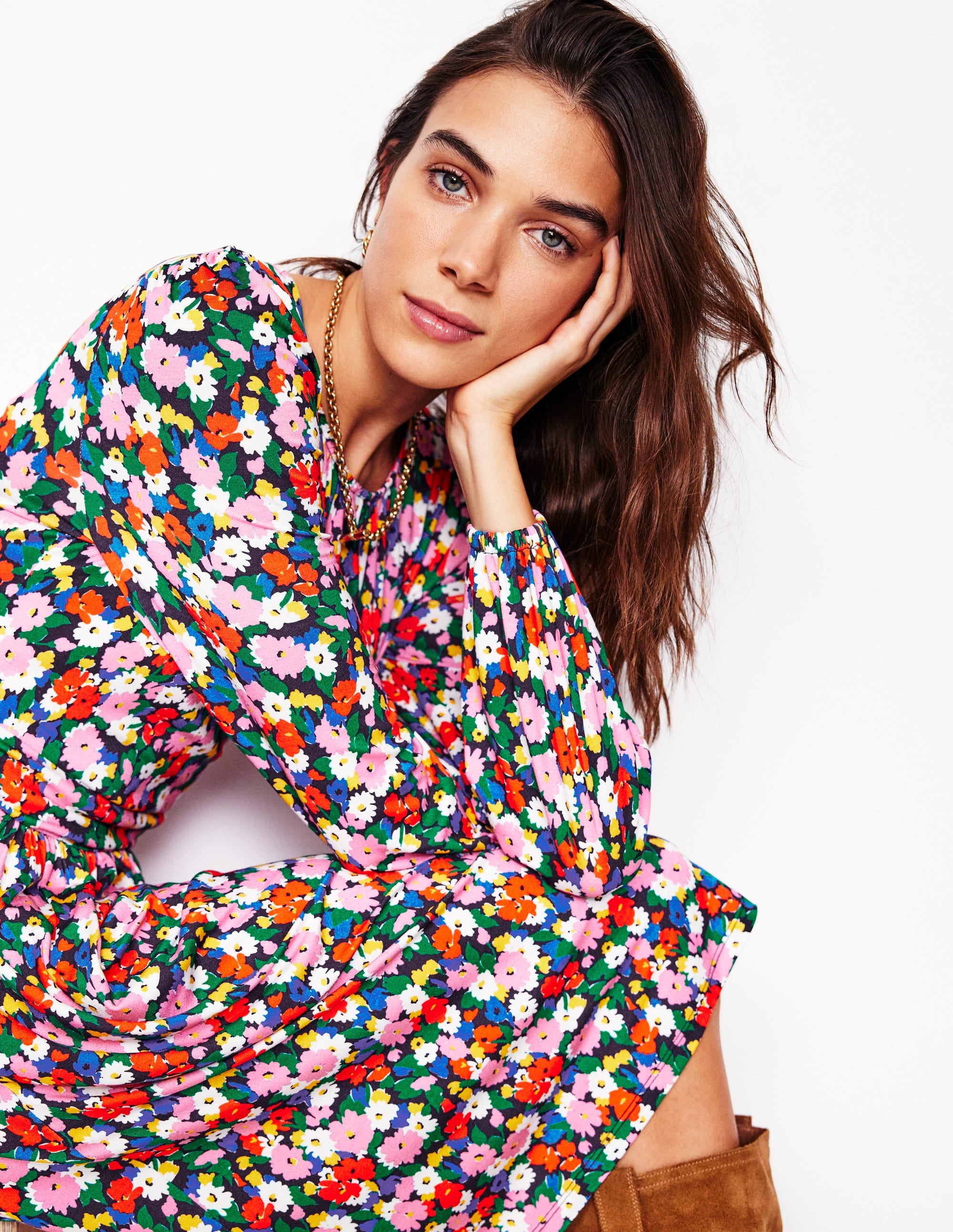  Alexandra Blouson Jersey Dress-Multi, Painterly Meadow、mySite、ashleygrahame