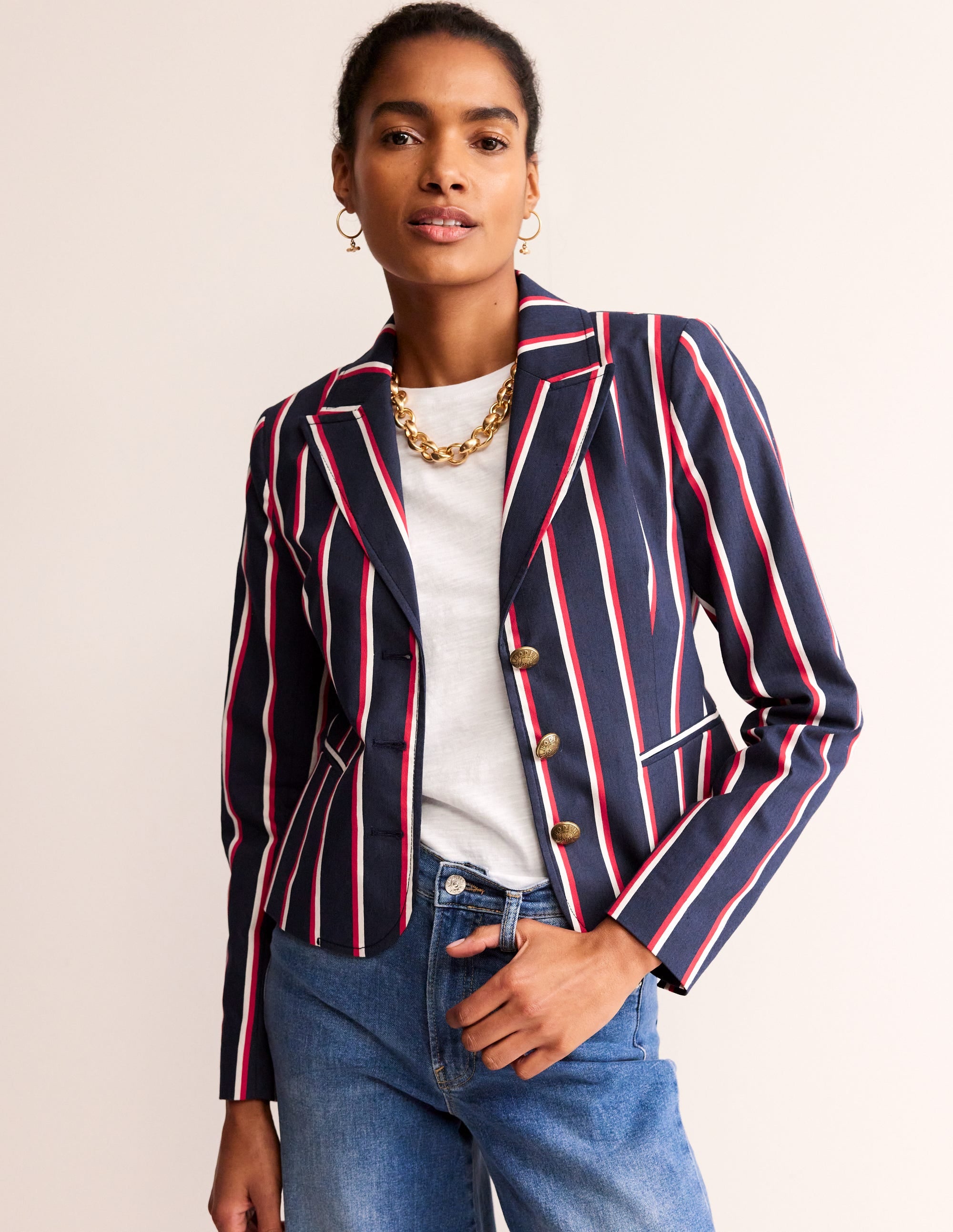  Canonbury Stripe Blazer-Navy, Red & White Stripe、mySite、ashleygrahame