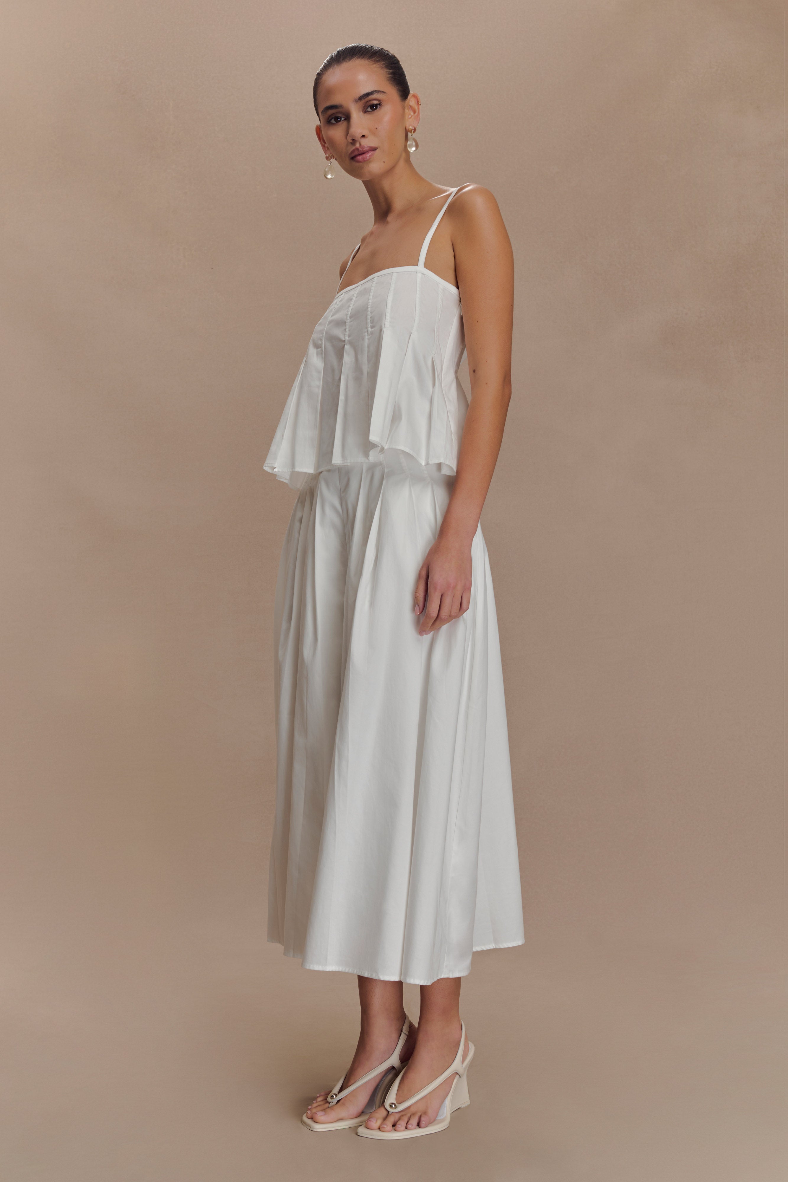 Mae A-Line Midi Skirt - White、mySite、solidvoid