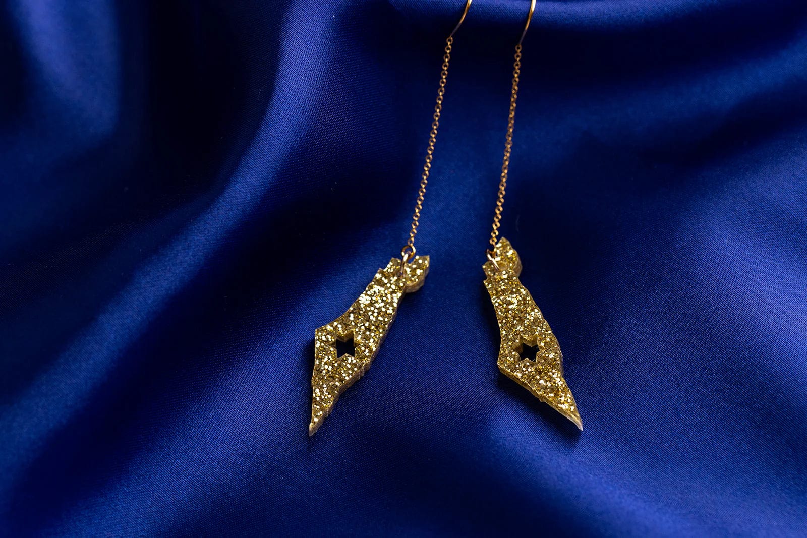 Gold Glitter Israel Threader Earrings with Star of David、mySite、topwebapps