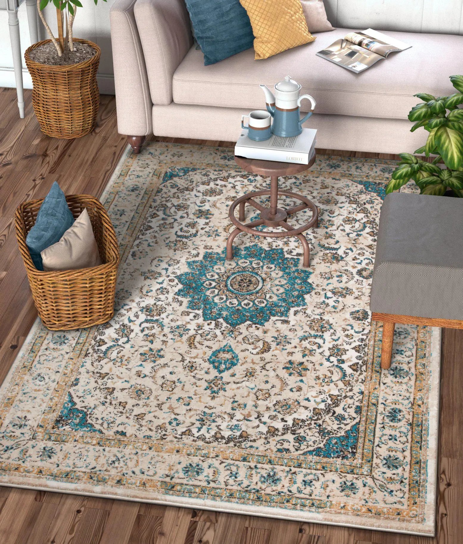 Mahal Beige Vintage Medallion Rug、mySite、gigharbornorthrealestate