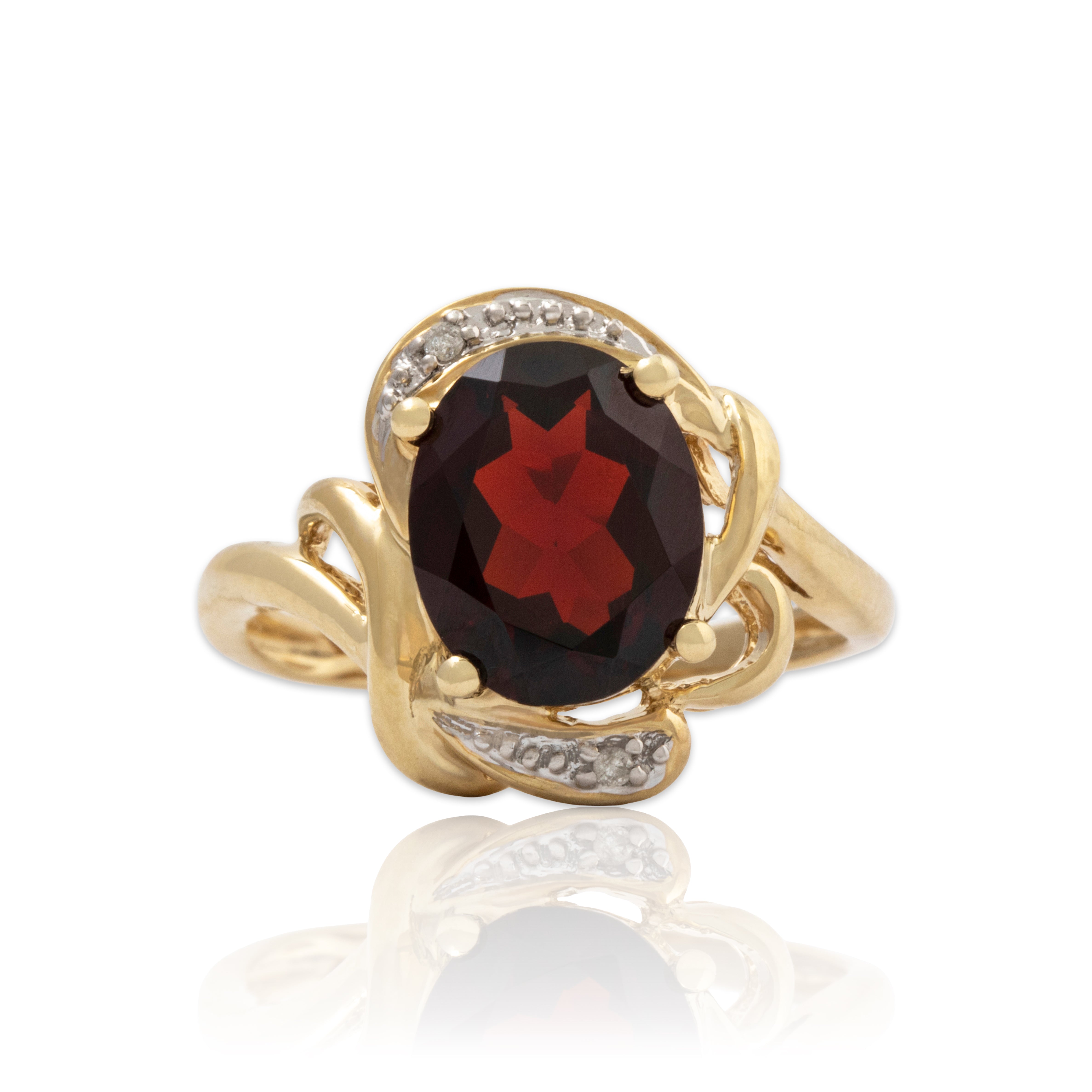 Vintage 10k Yellow Gold 2.68ct Garnet Diamond Scarlet Statement Ring 6.25、mySite、hinf8tx79
