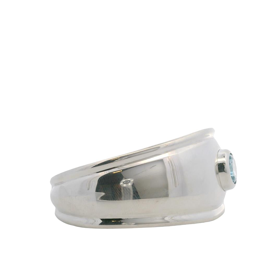  Estate Sterling Silver 4.88ctw Oval Blue Topaz Cuff Bracelet