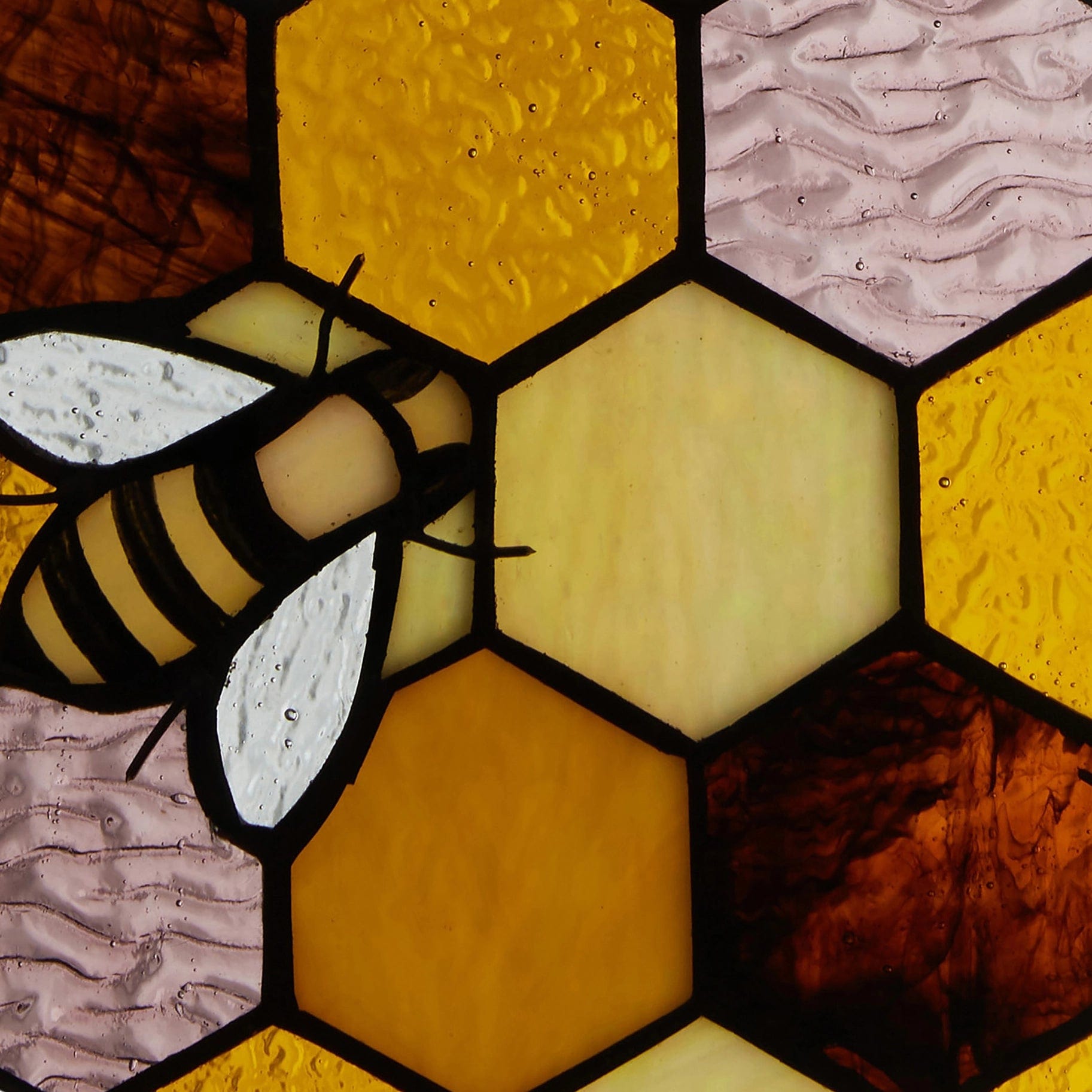 Honeycomb Bees Stained Glass Window Panel、mySite、g9winljtr