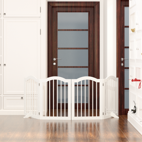29.5-45.3" Wide Baby Gate for Stairs, Dog Gate Indoor for Doorways, No Drilling Pressure Mounted Pet Gates for Kids, Easy Walk Through Safety Gate, White、、casual