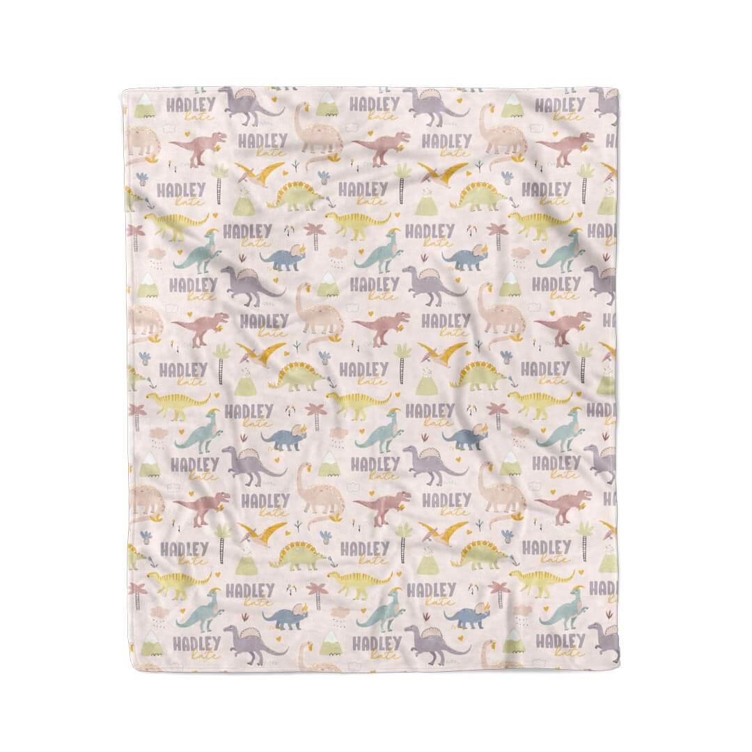  Pastel Dino Personalized Kids Blanket、mySite、layawaytickets