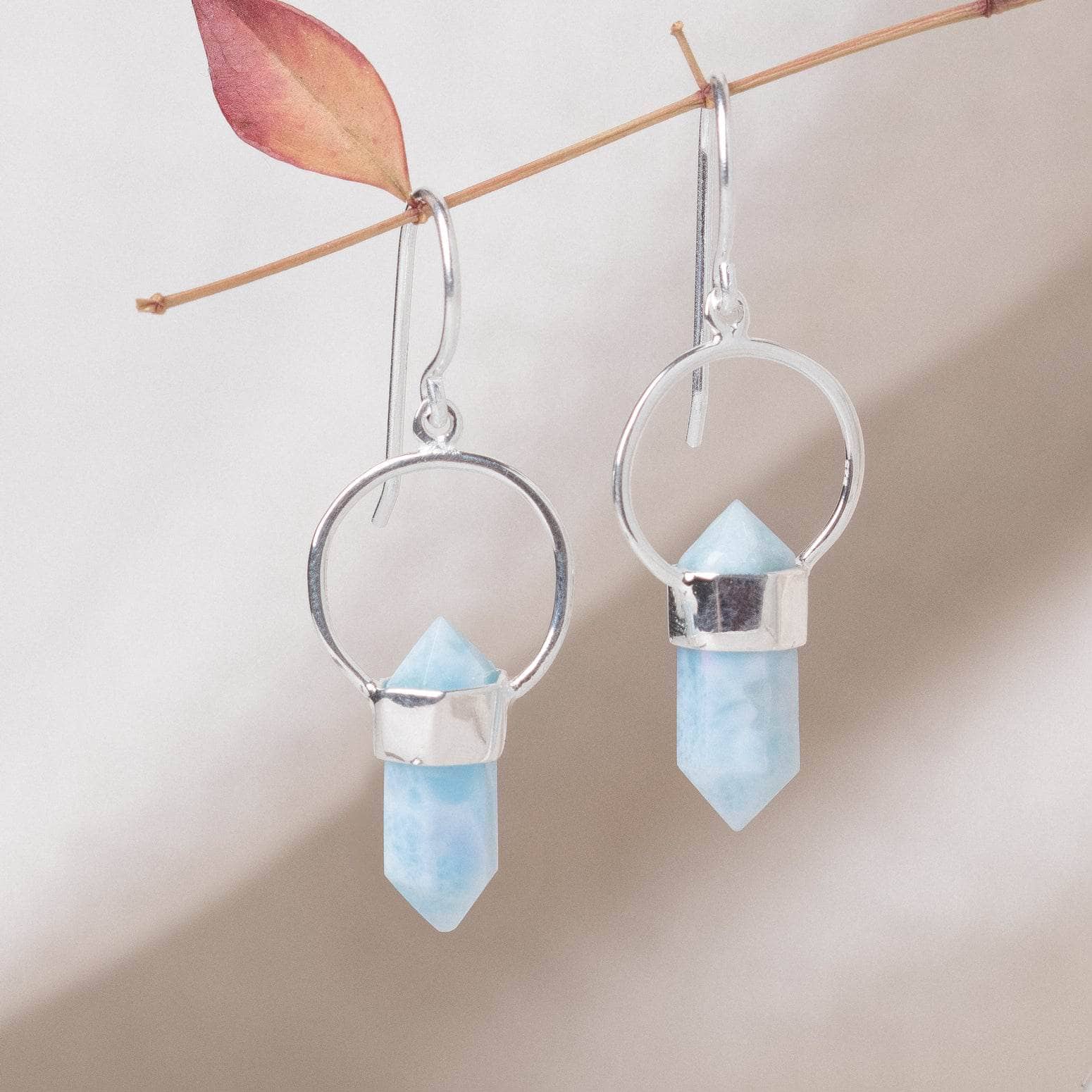 Rare Genuine Larimar Crystal Point Earrings、mySite、hinf8tx79