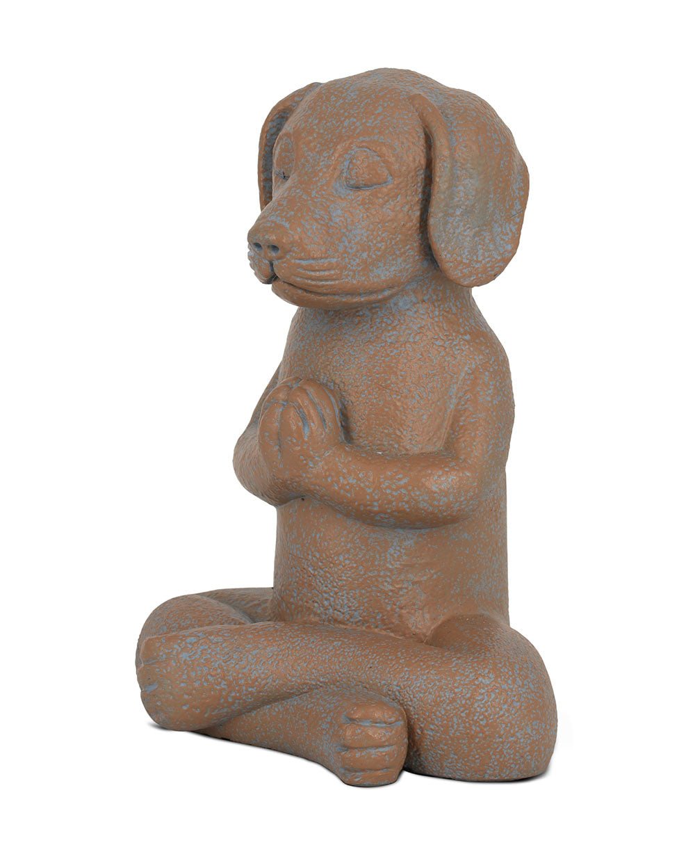 Namaste Dog Statue, Terra Cotta Finish、mySite、topwebapps