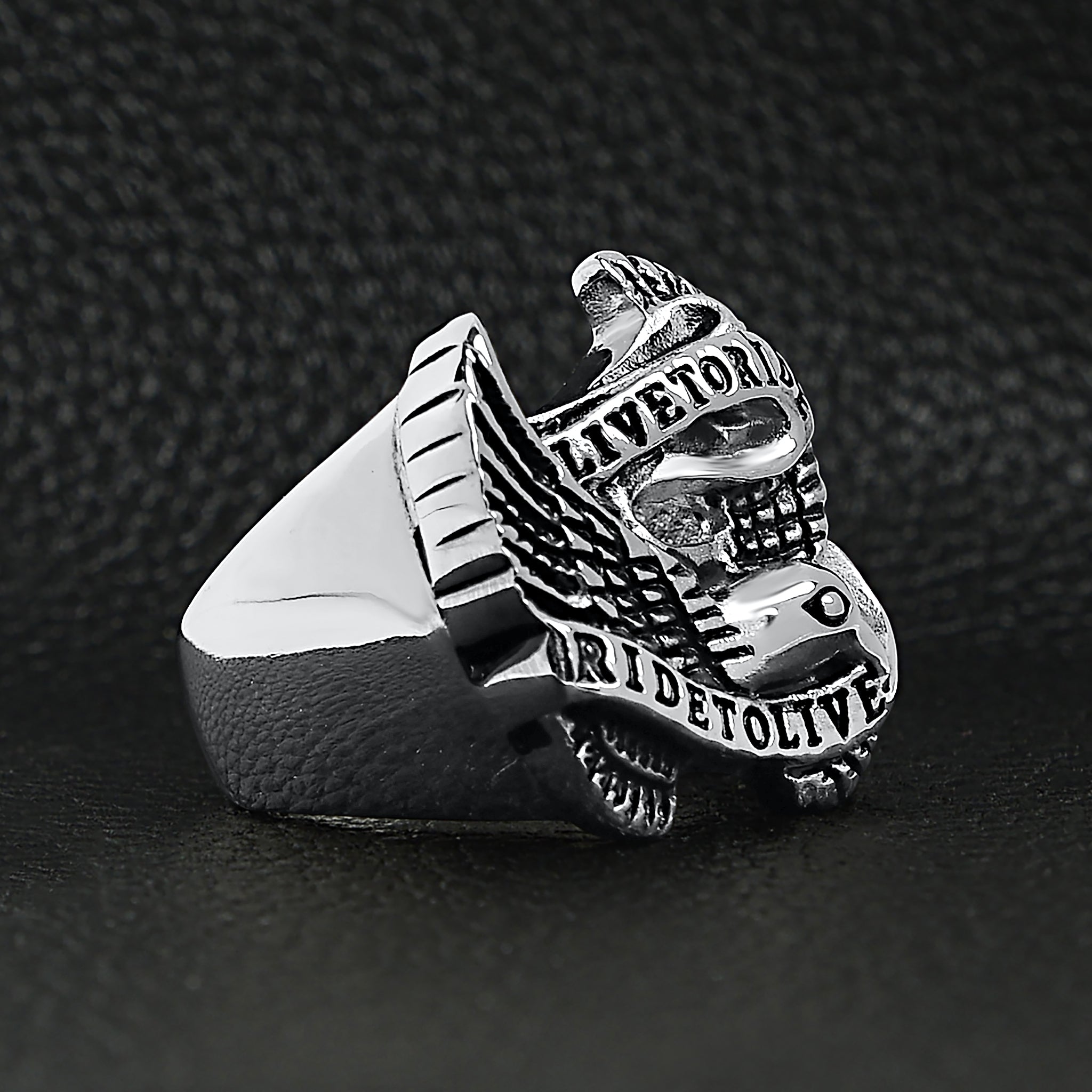 Stainless Steel Live To Ride Ride To Live Eagle Biker Ring / SCR3077、mySite、dreamappss