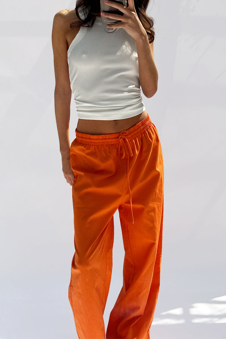 Orange Demi Cotton Linen Trousers、mySite、solidvoid