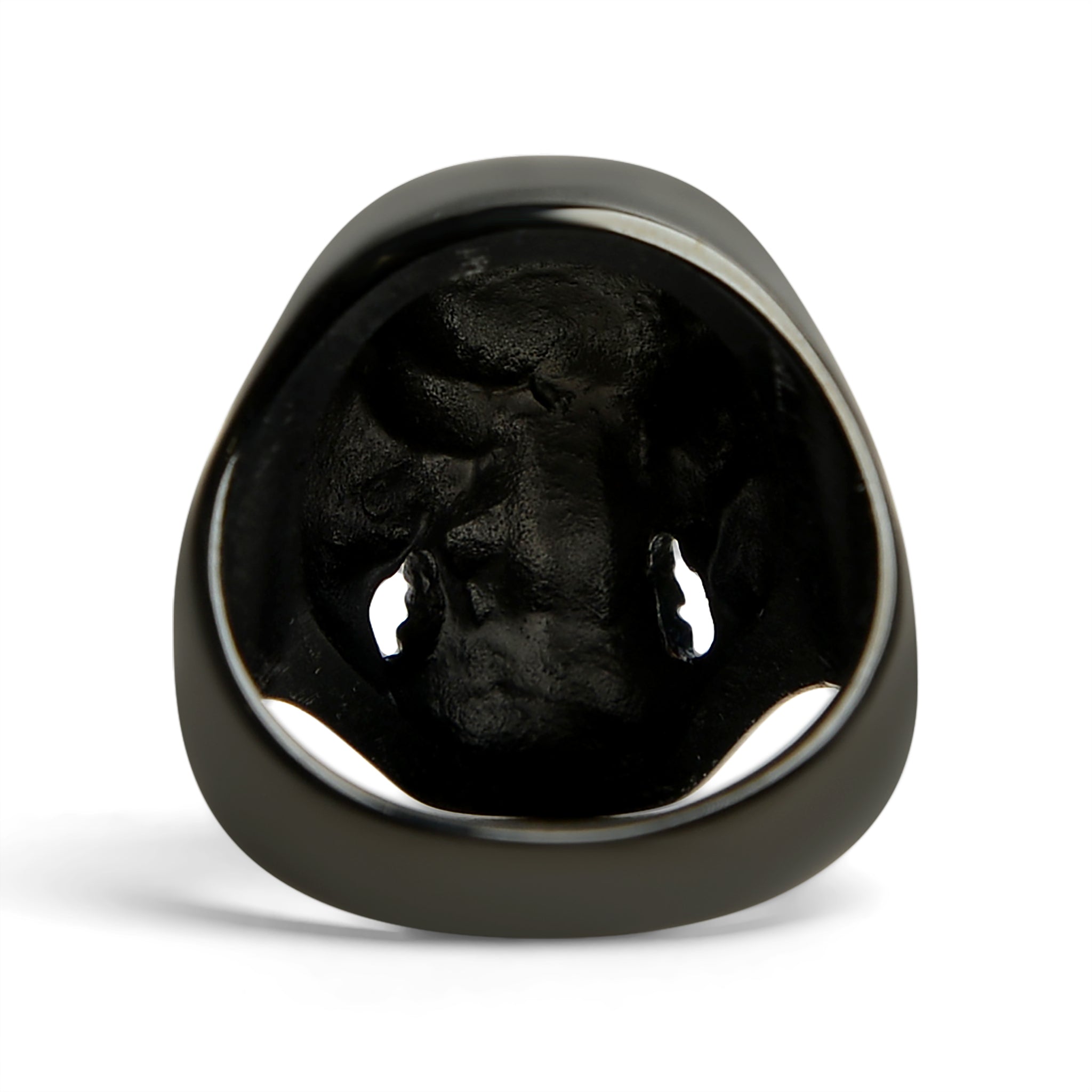 Black Grinning Skull Stainless Steel Ring / SCR4066、mySite、dreamappss
