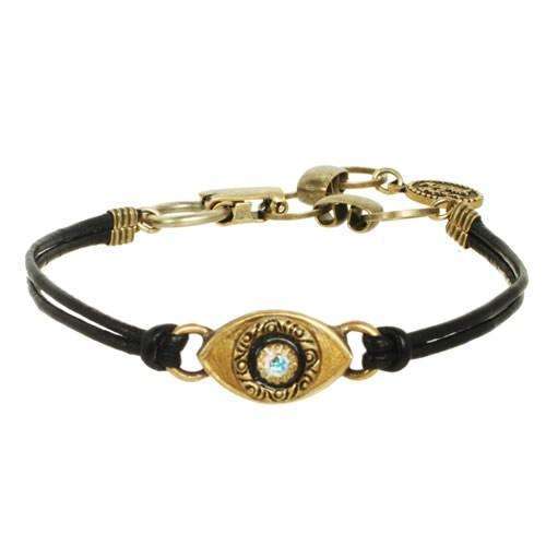 Michal Golan Gold Evil Eye Black Leather Bracelet、mySite、topwebapps