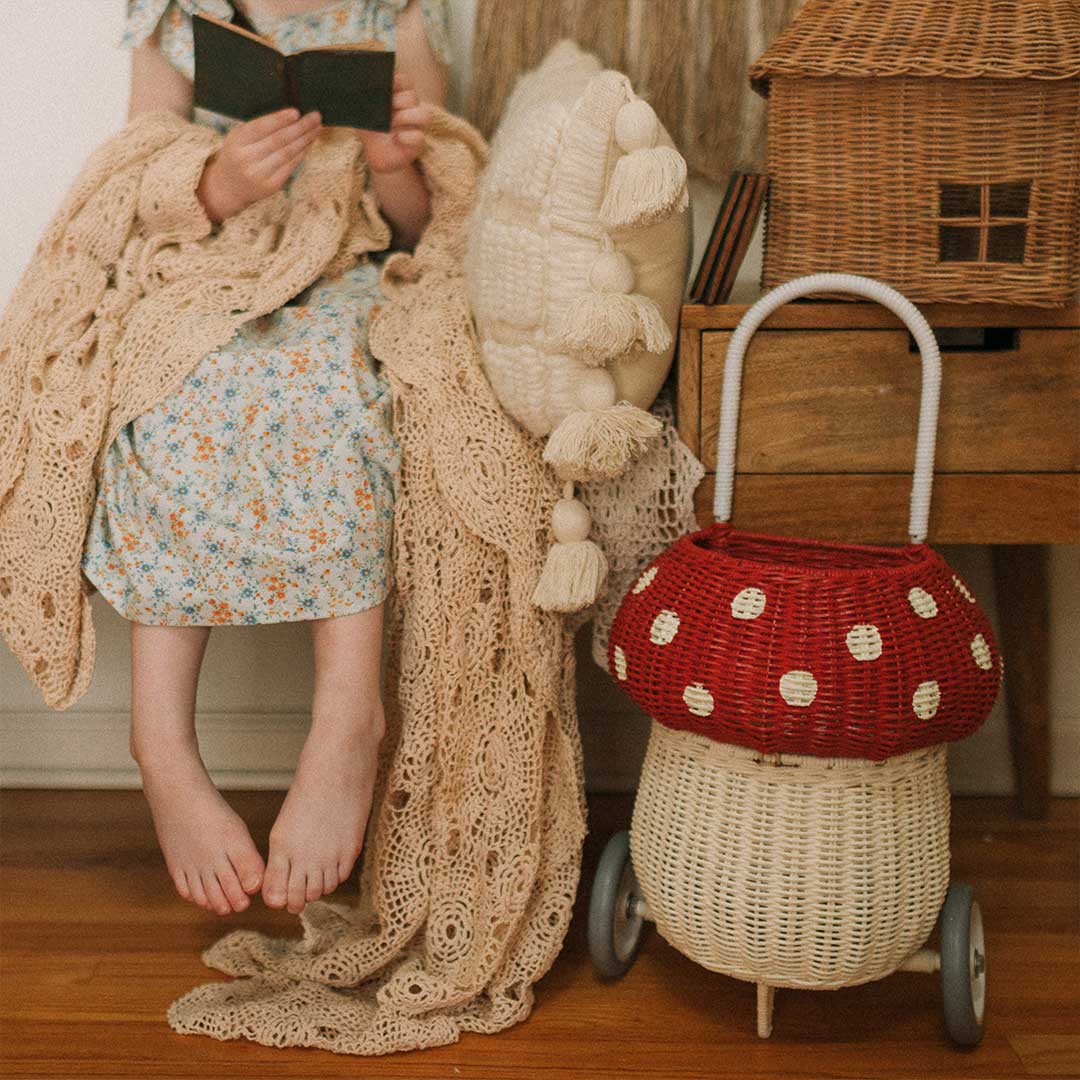  Olli Ella Rattan Mushroom Luggy - Red、mySite、merchandisen