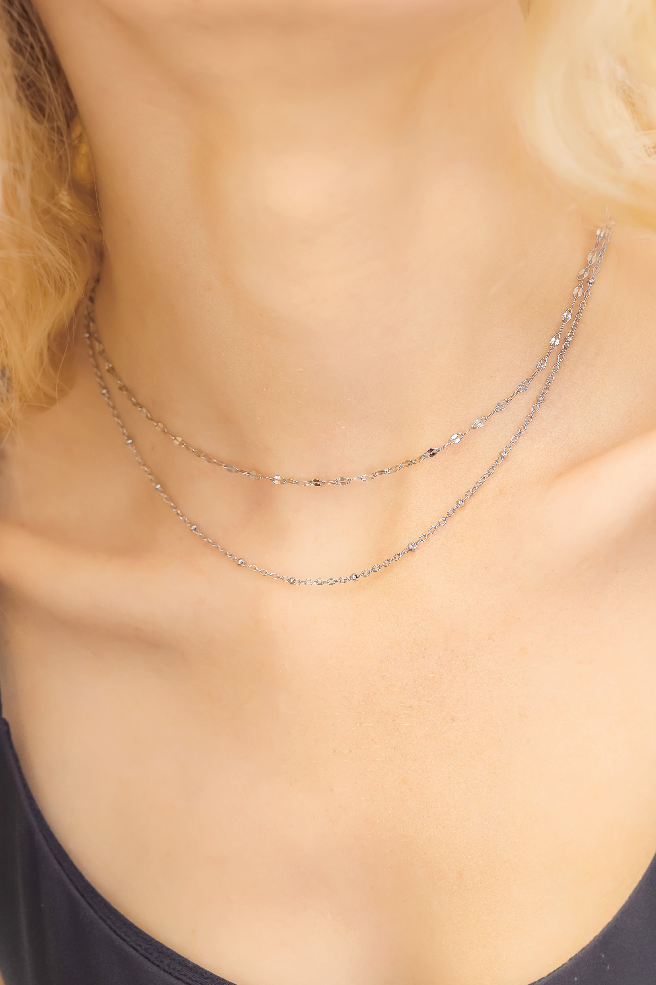 18K Gold PVD Stainless Steel Satellite Chain Necklace / CHN9960、mySite、dreamappss