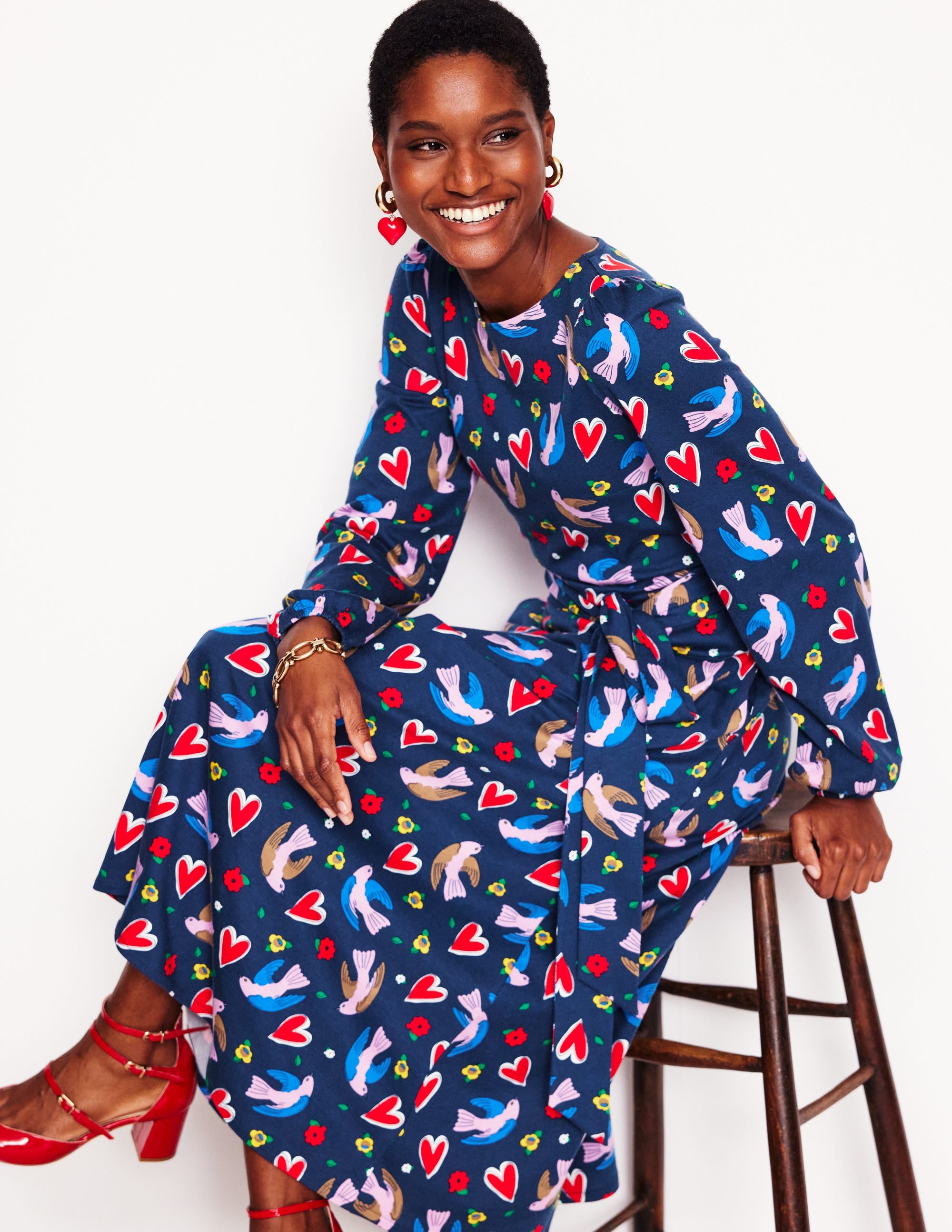  Leandra Jersey Midi Dress-French Navy, Heart Flutter、mySite、ashleygrahame