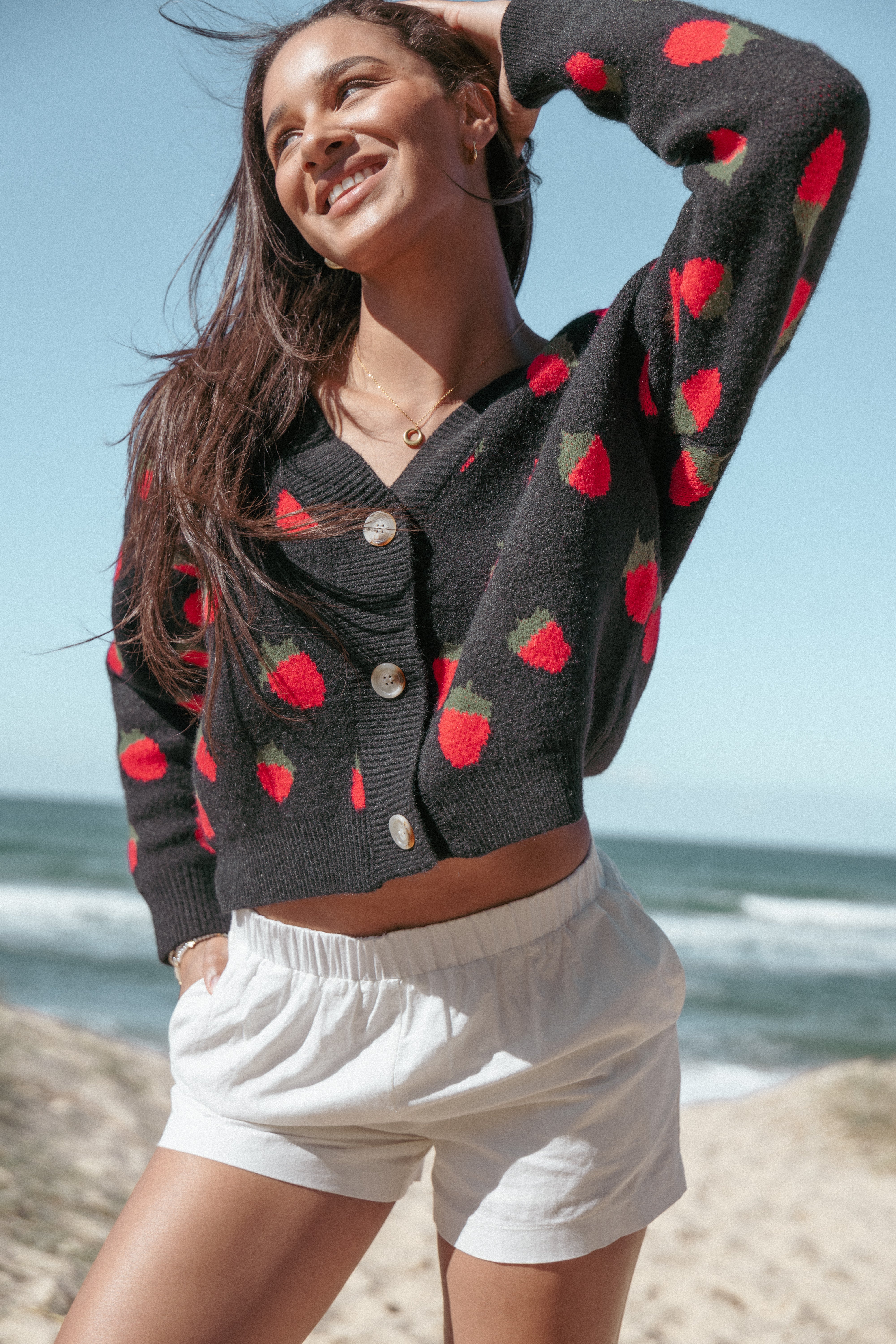  Judson Strawberry Knit Cardigan - Black、mySite、sugarbowlscore