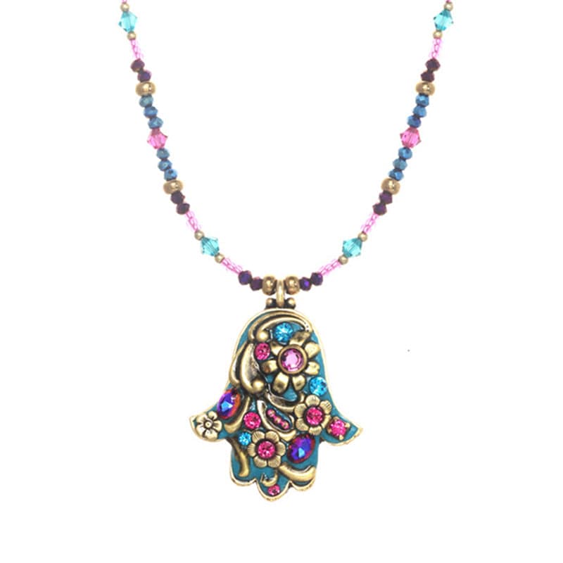 Teal Hamsa Necklace by Michal Golan、mySite、topwebapps