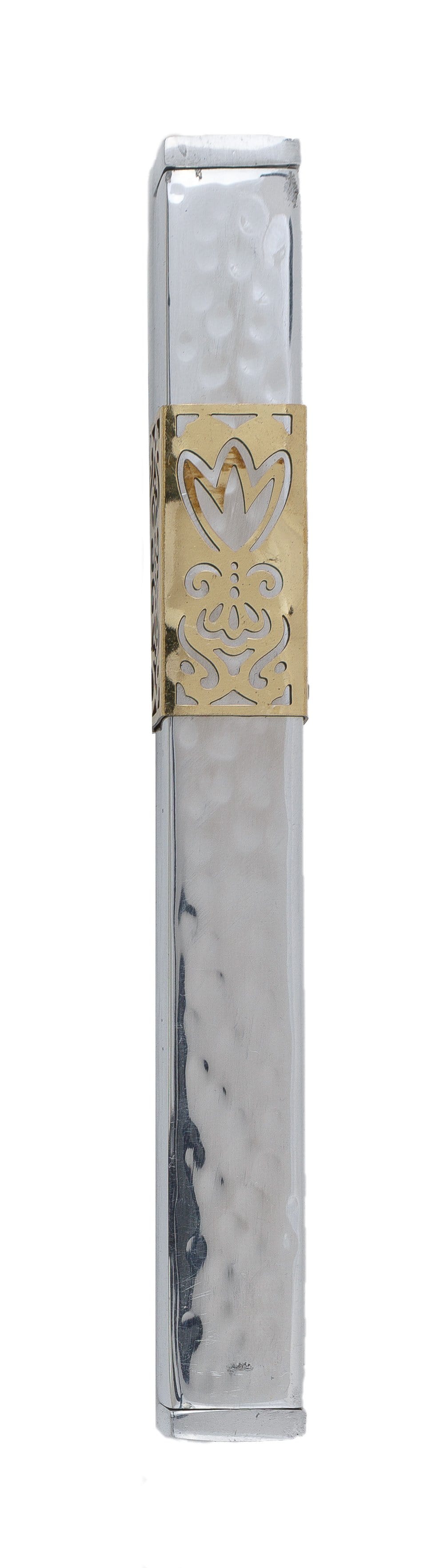 Stainless Steel Hammered Silver and Gold Mezuzah by Yair Emanuel、mySite、topwebapps