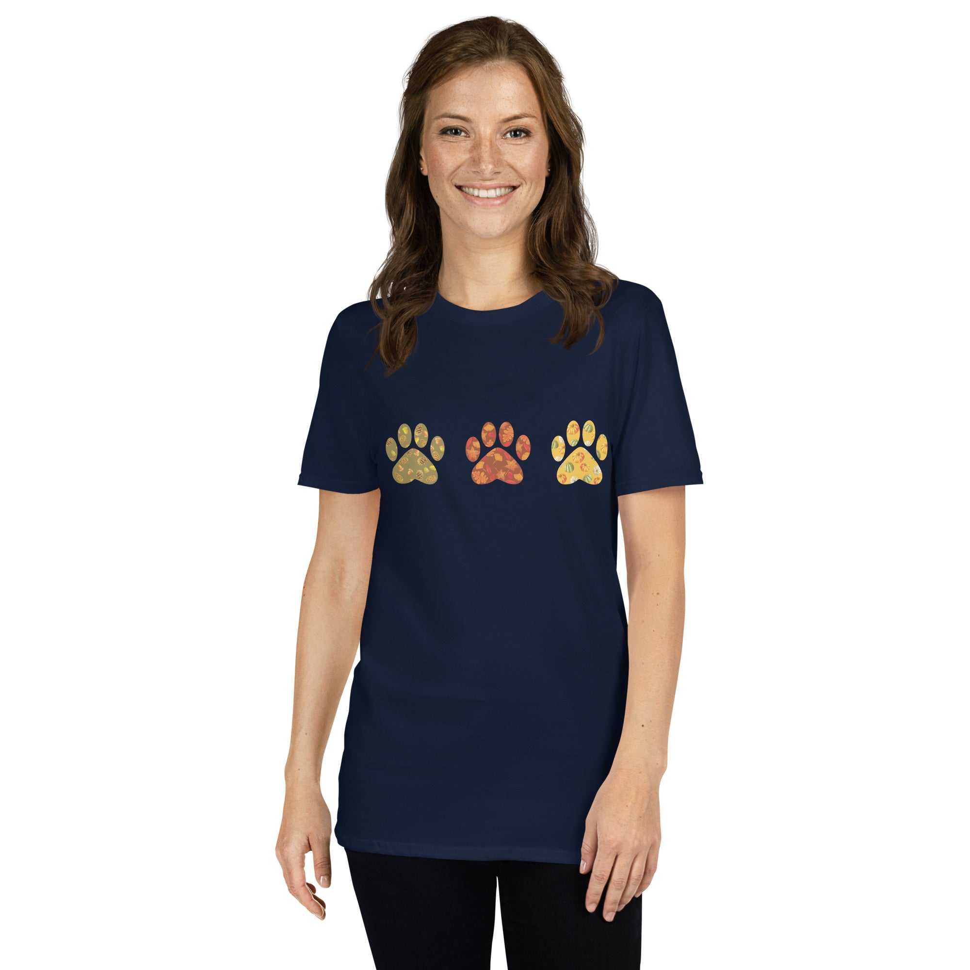 Festive Fall Paw Prints T-Shirt、mySite、camillekostekn