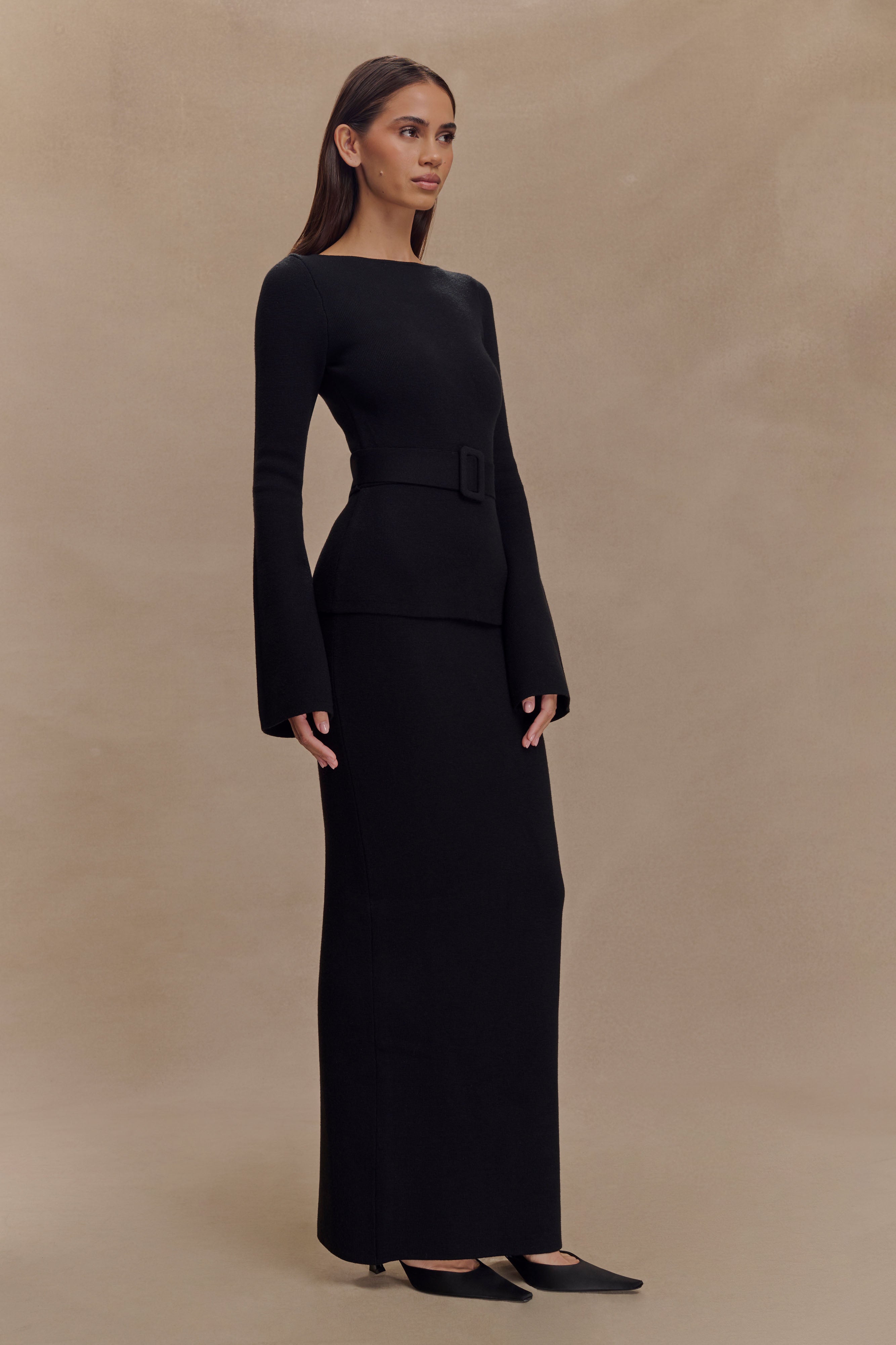 Kyle Knit Maxi Skirt - Black、mySite、solidvoid