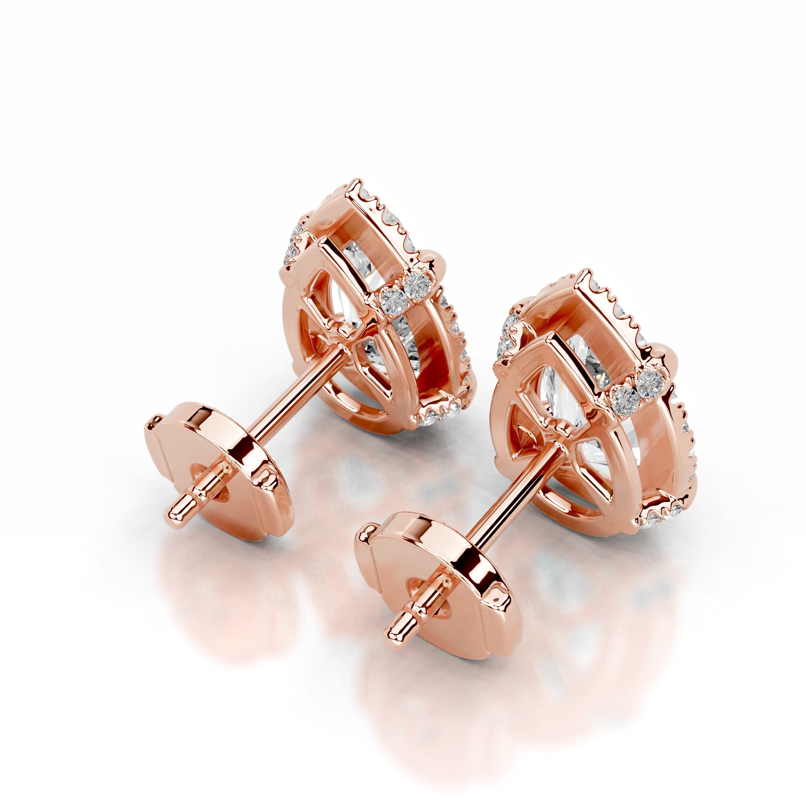 Ophelia Lab Grown Diamond Halo Earrings - 14K Rose Gold、mySite、hinf8tx79