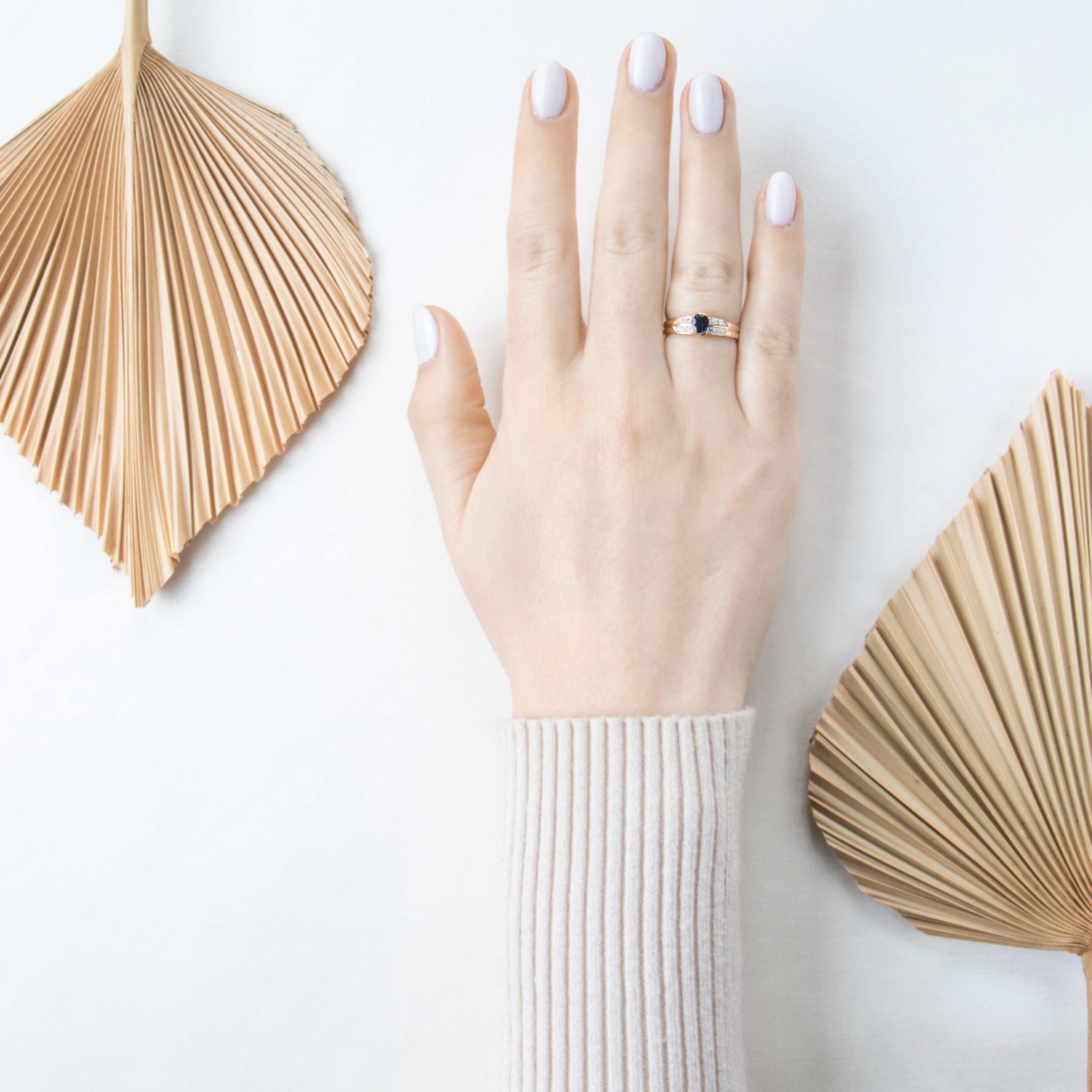 Vintage 14k Yellow Gold Blue Synthetic Sapphire Diamond Chic Ring 6.75、mySite、hinf8tx79