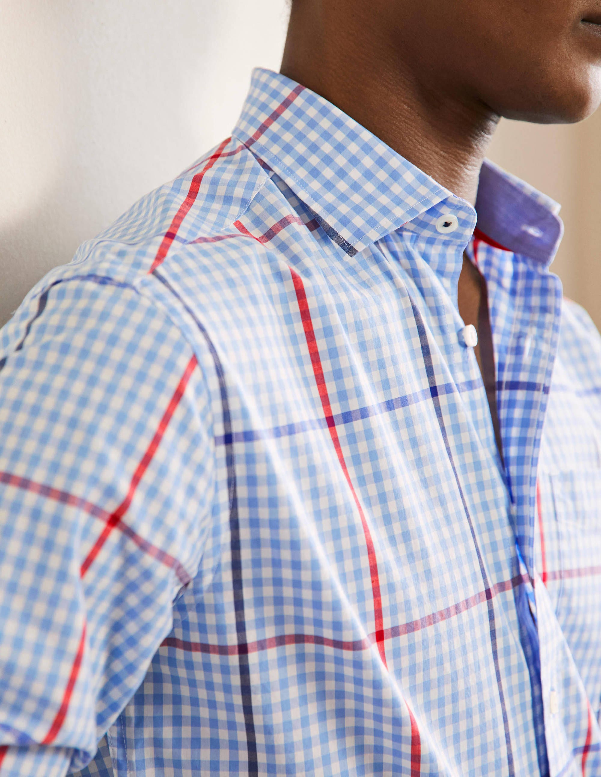  Slim Fit Classic Poplin Shirt-Heavenly Blue Check、mySite、ashleygrahame