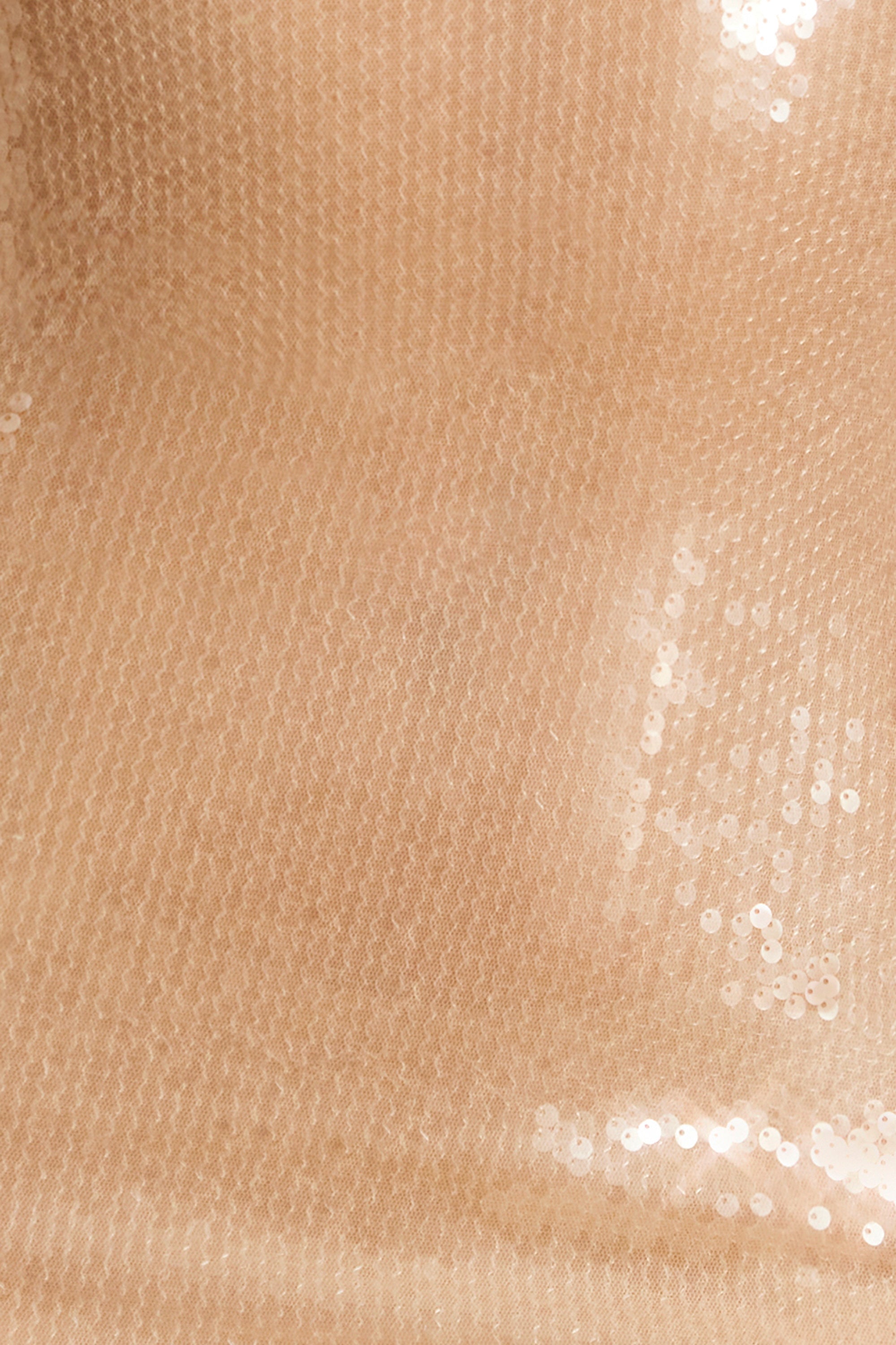 Sheer Sequin Asymmetric Cut Out Mini Dress in Tan、mySite、solidvoid