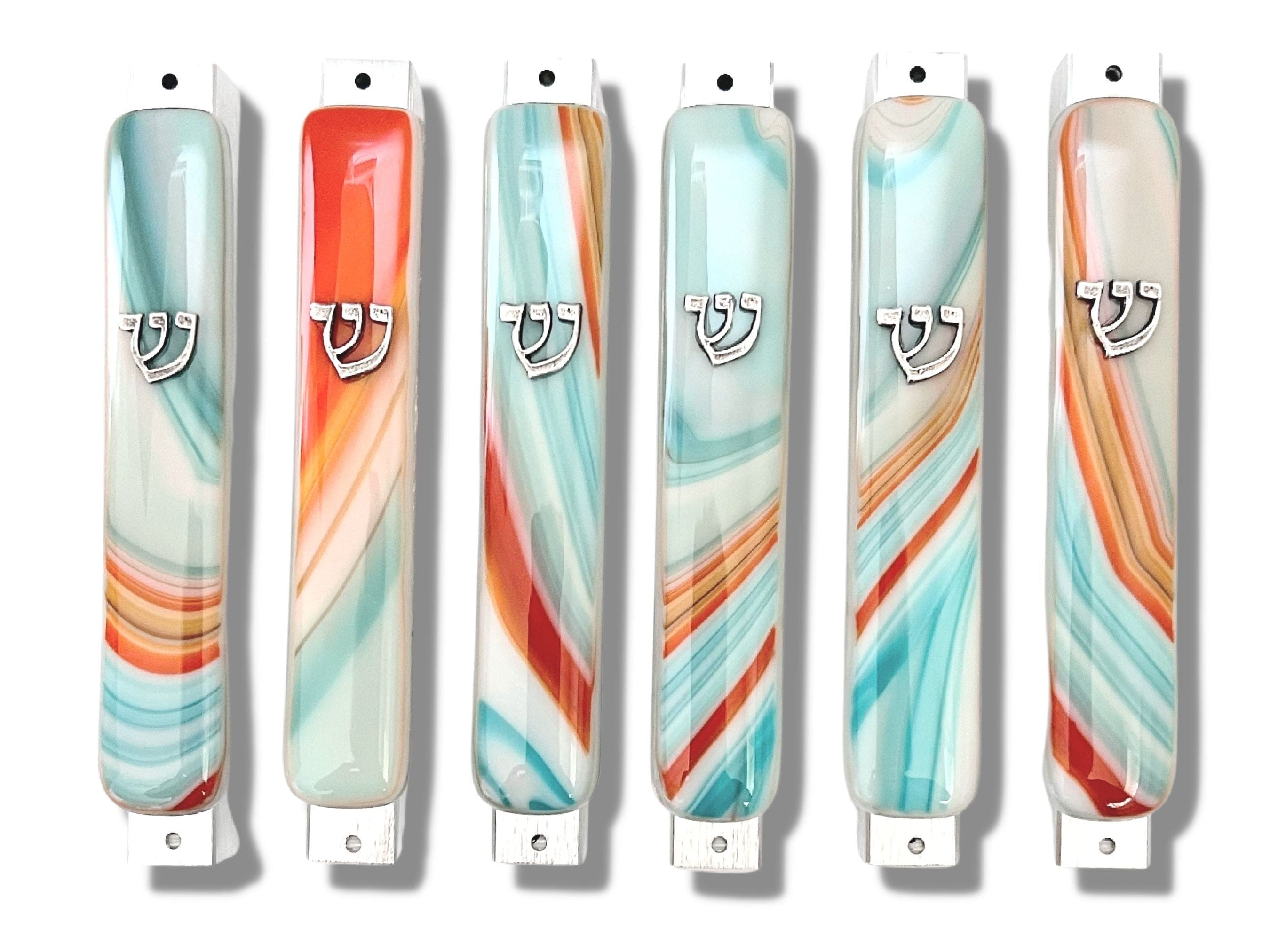 Fused Glass Mezuzah Case - Turquoise and Orange、mySite、topwebapps