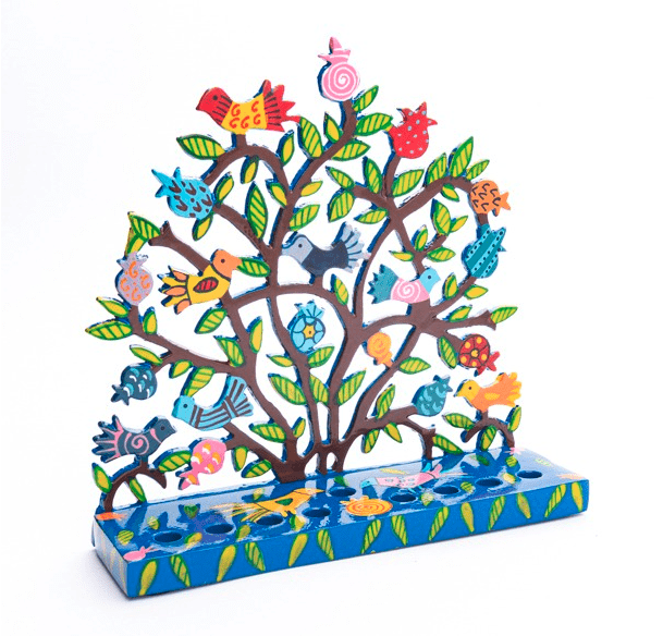 Laser Cut-Hand Painted Pomegranates + Birds Menorah by Yair Emanuel、mySite、topwebapps