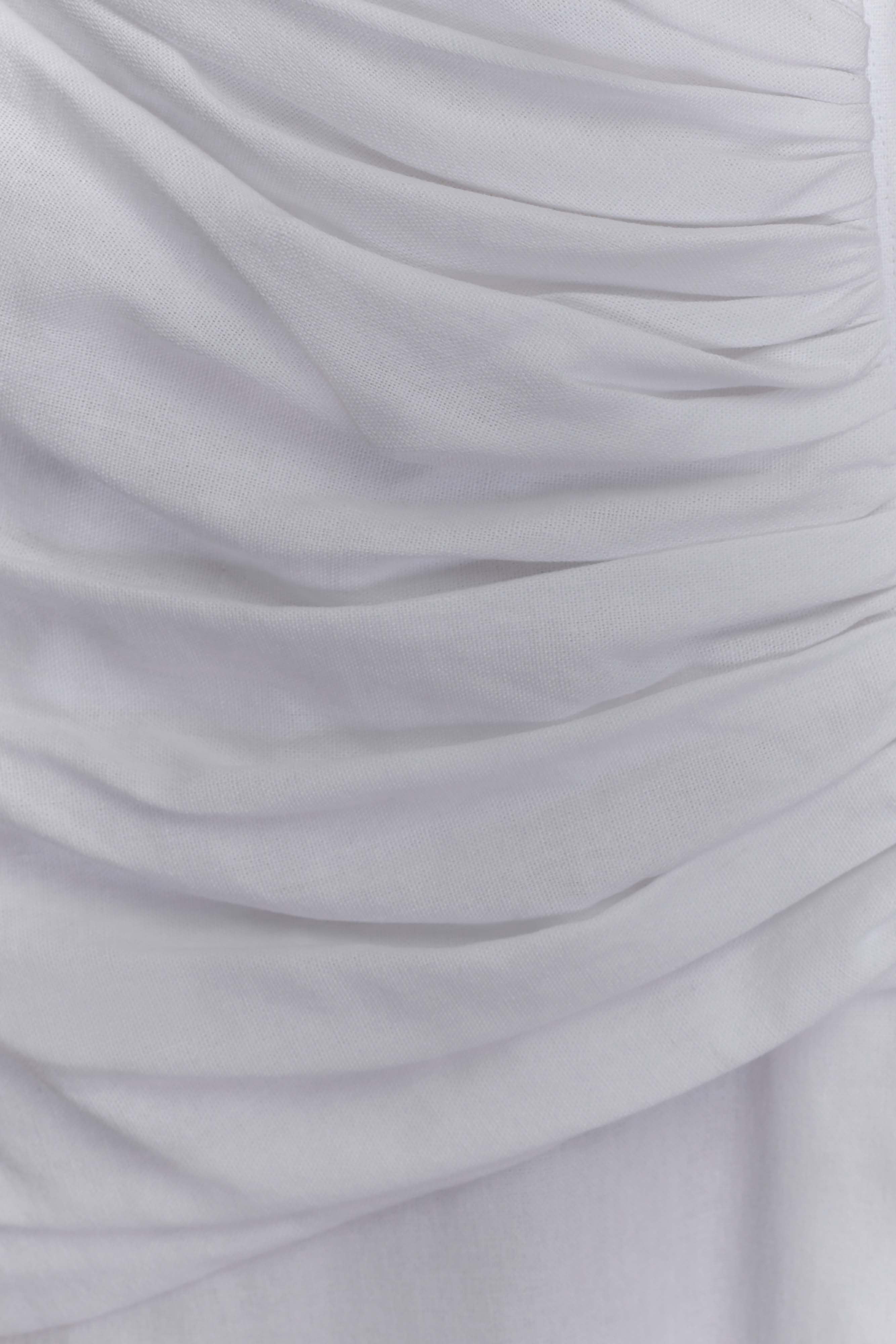 Dante Ruched Linen Midi Dress - White、mySite、solidvoid