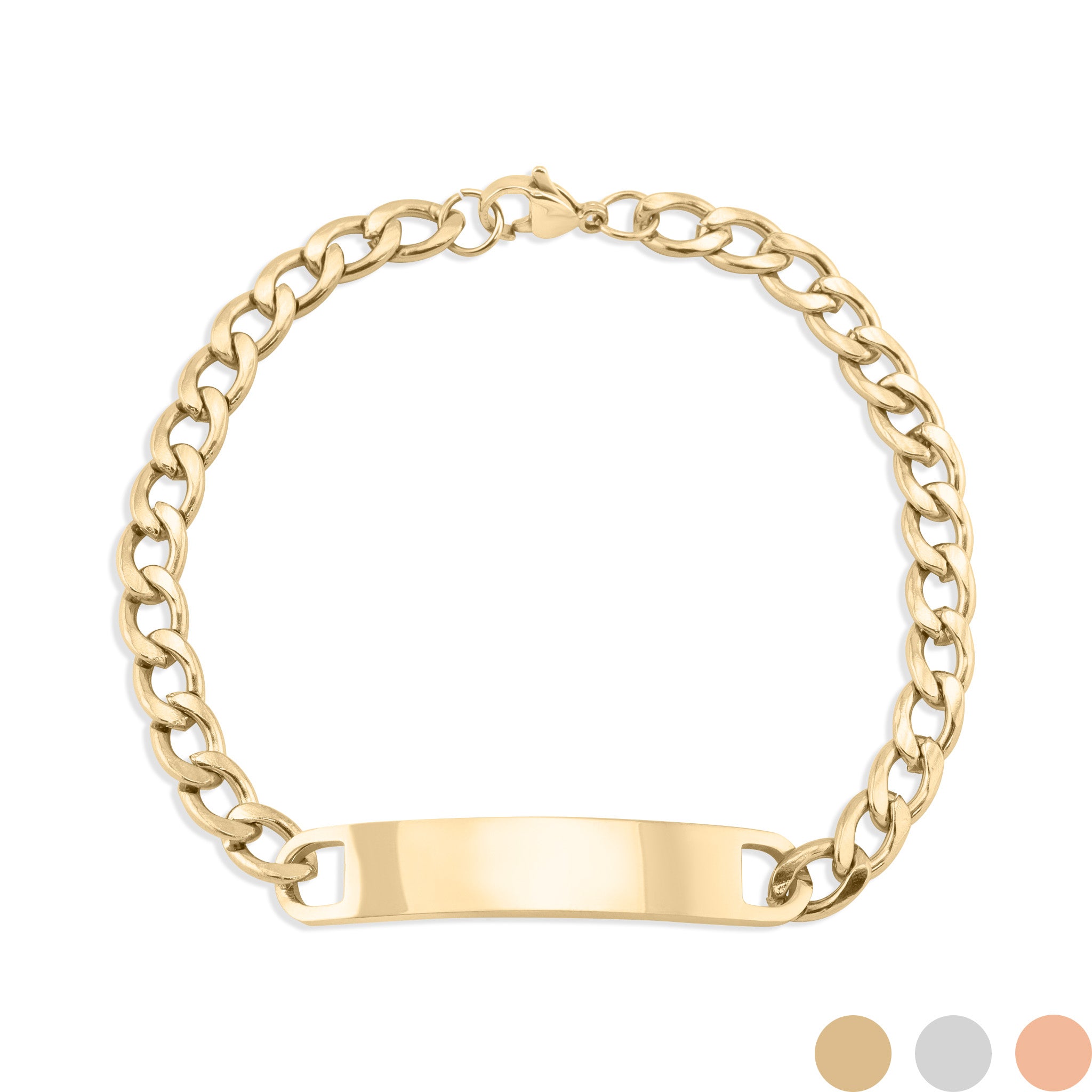 18K Gold PVD Stainless Steel Blank ID Curved Bar Bracelet / BRJ9044、mySite、dreamappss