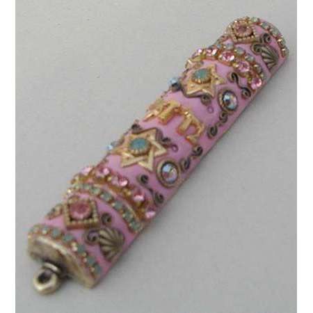 Michal Golan Swarovski Crystals on Pink Mezuzah、mySite、topwebapps