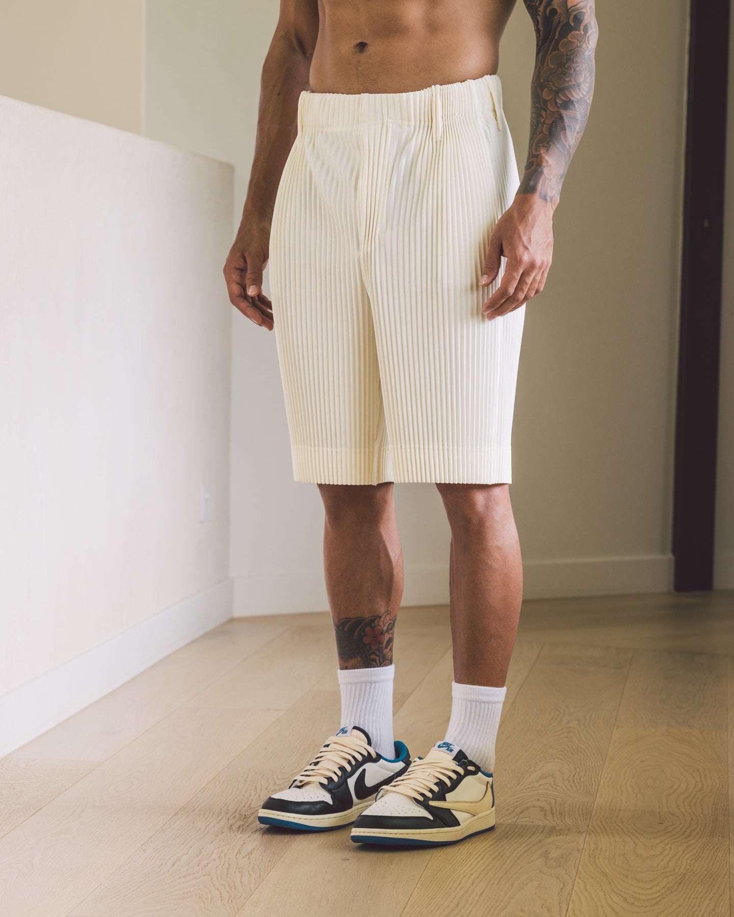 404 Harbour Plisse Shorts Ecru、mySite、zt4zffjzw