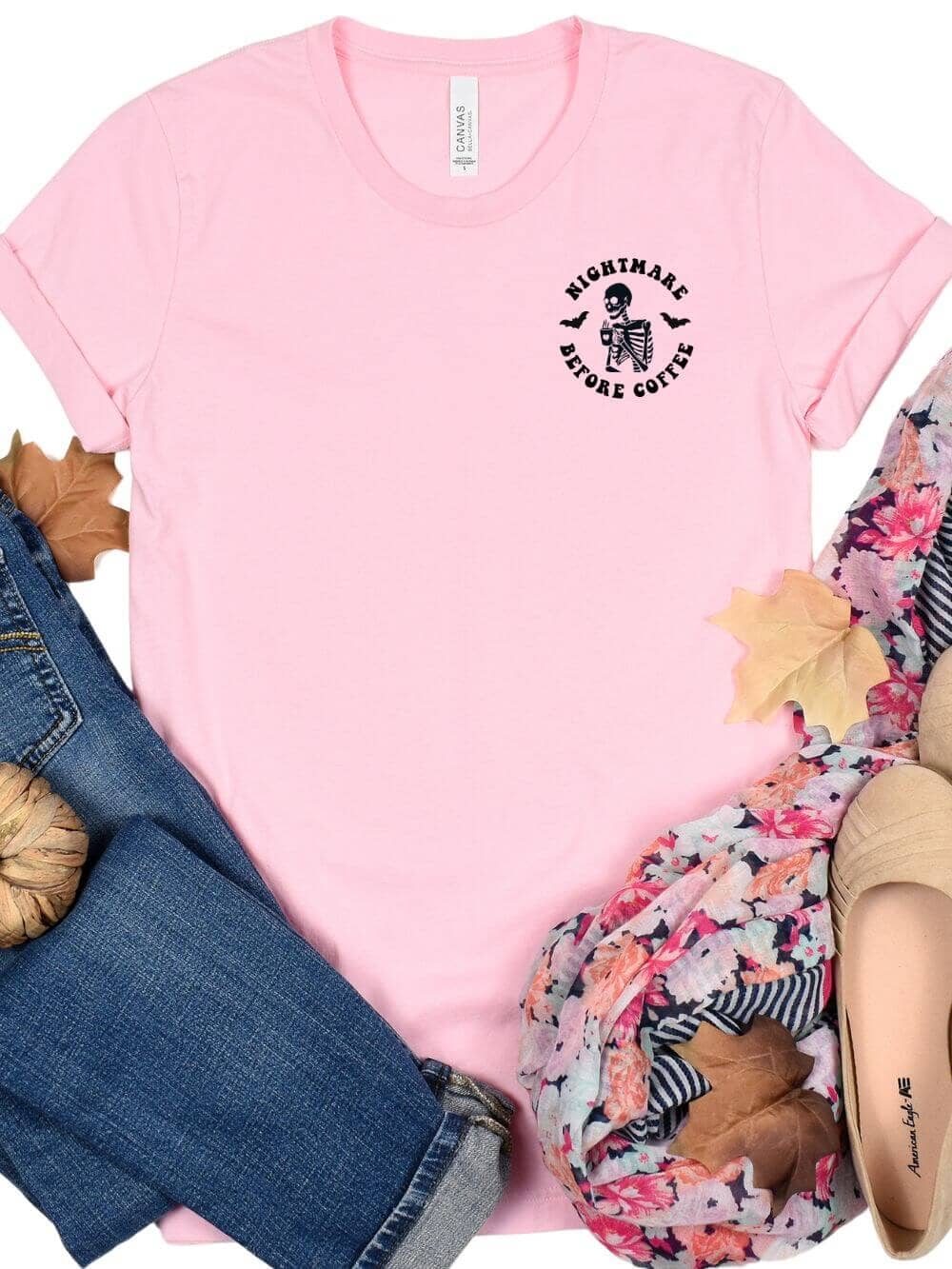 Nightmare Before Coffee Embroidered Unisex T-Shirt、mySite、camillekostekn