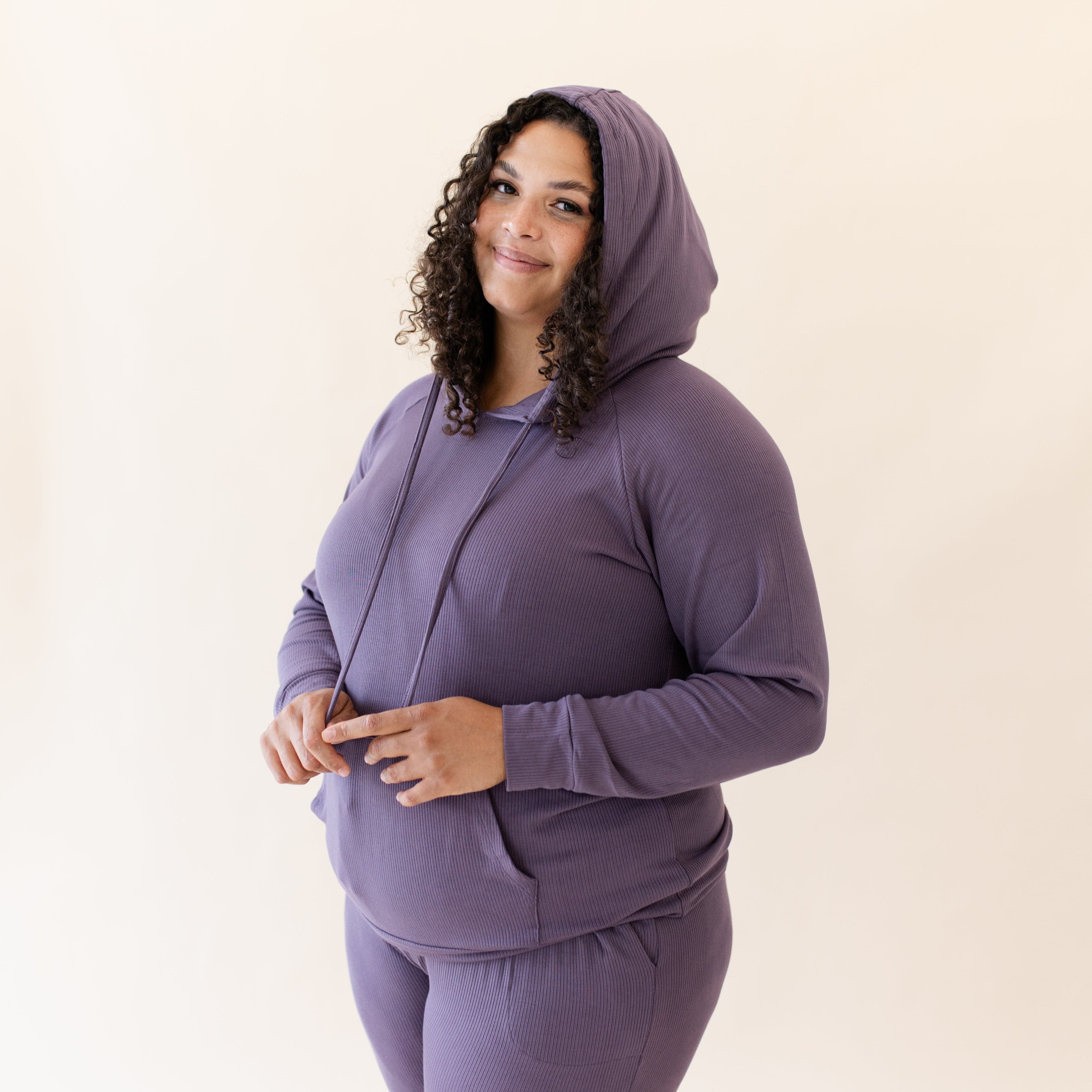  Women's Ribbed Hoodie in Currant、mySite、layawaytickets