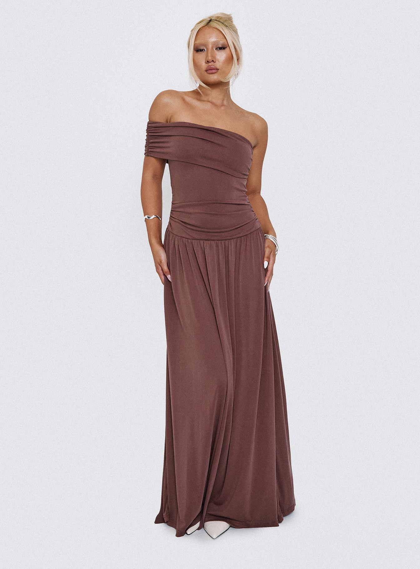 Decadence Strapless Maxi Dress Brown、mySite、solidvoid
