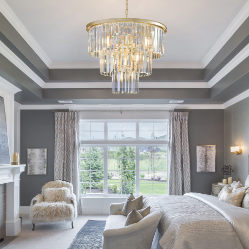 (Same as W1340P143192/L5007-500-G) 20" Luxury 3-Tier Crystal Chandelier, 7-Light Gold Frame Pendant Light, Elegant Ceiling Lighting for Living Room, Dining Room, Bedroom (No Bulbs)、、eastwooduniform